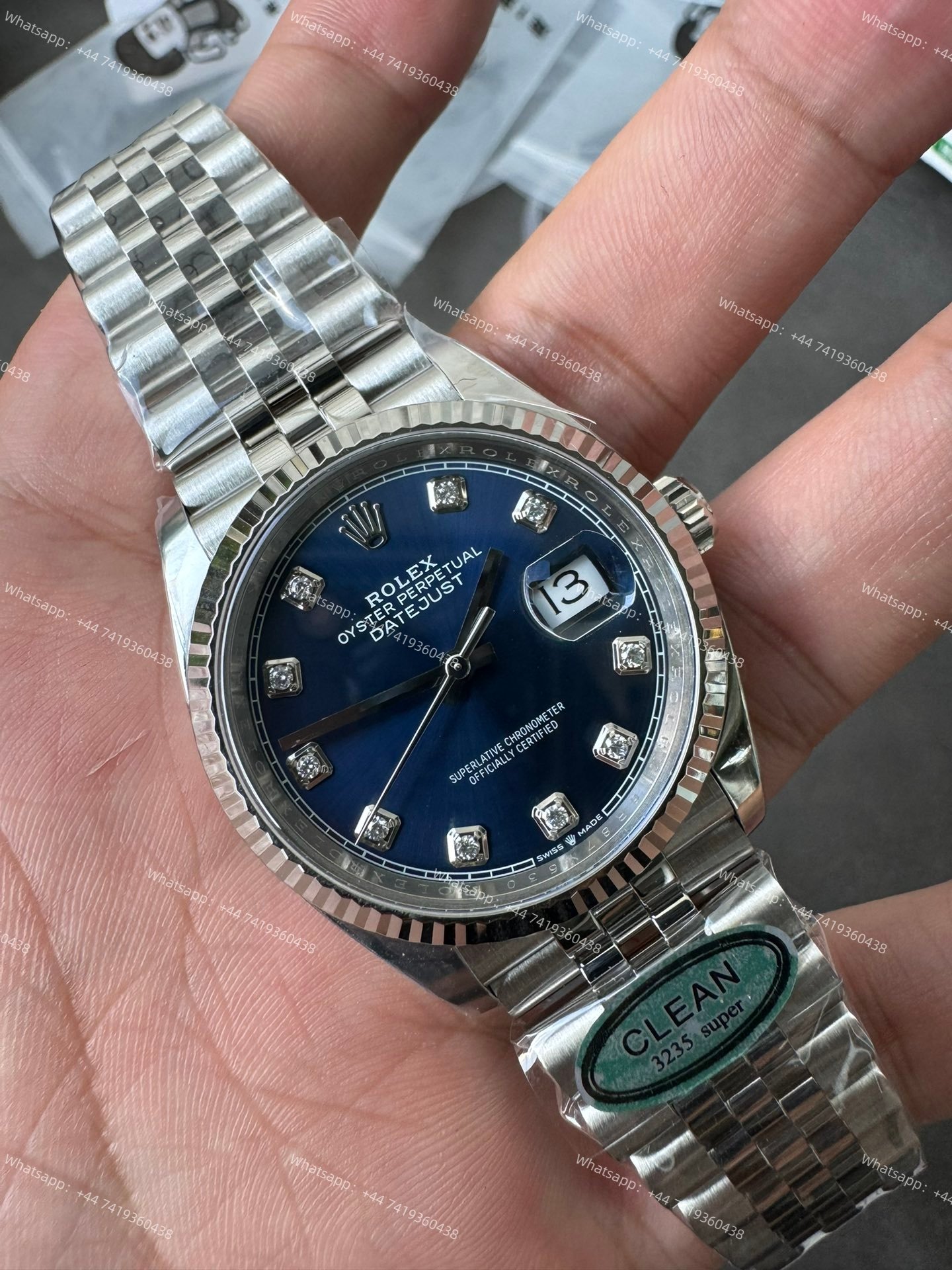 Rolex Datejust M126234-0037 Blue Diamond Dial 1:1 Replica Jubilee 36MM 3235 Movement Super Clone Watch