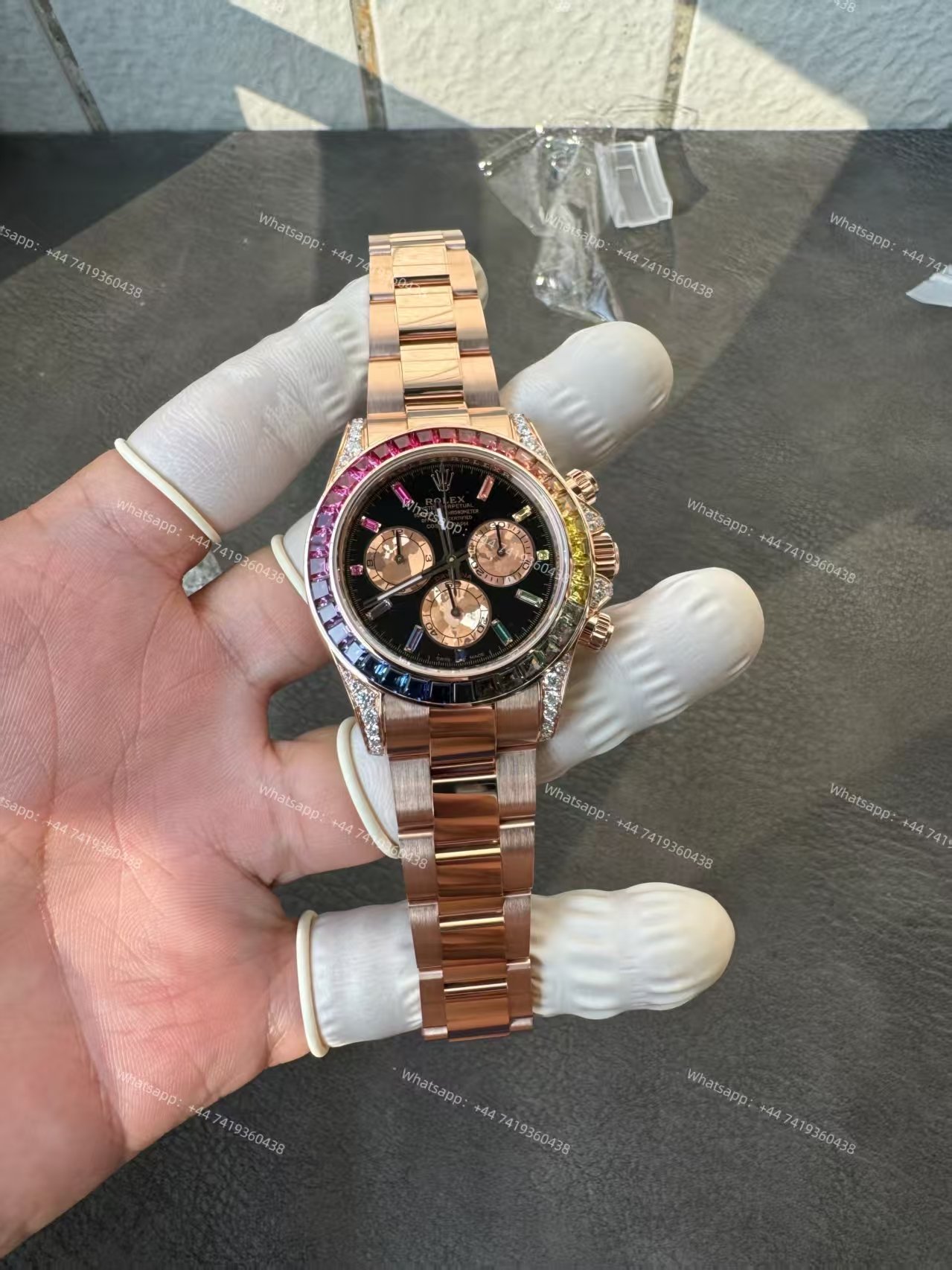 Rolex Super Clone Rainbow Daytona 1:1 Replica Watch – 18K Rose Gold