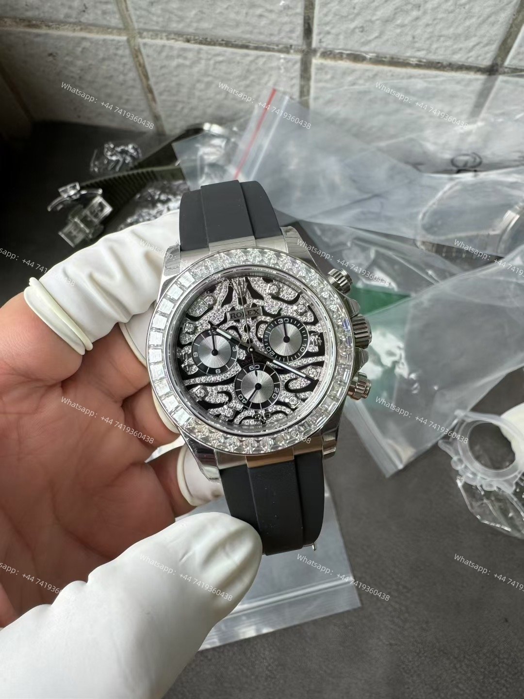 Rolex Daytona 116589TBR 1:1 Replica – 18K Platinum-Plated Eye of the Tiger Diamond Dial Super Clone 4130