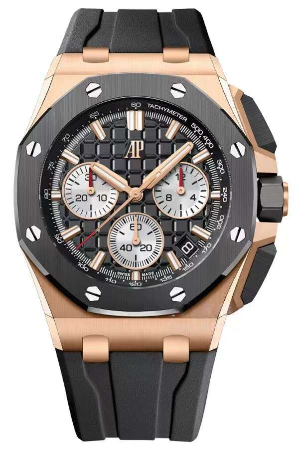 Audemars Piguet Super Clone Royal Oak Offshore Rose Gold 26420 Black Dial Chronograph 43mm