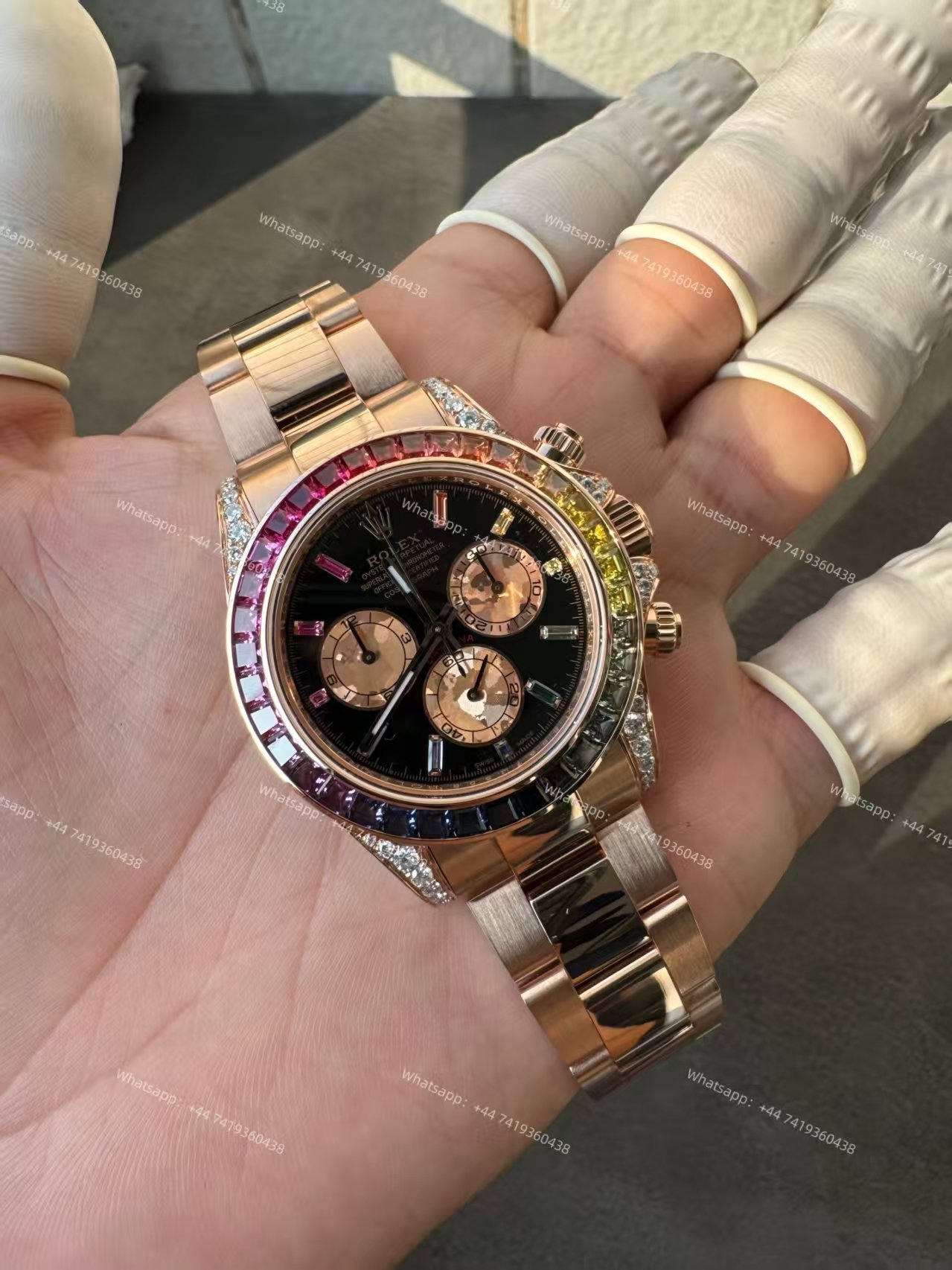 Rolex Super Clone Rainbow Daytona 1:1 Replica Watch – 18K Rose Gold