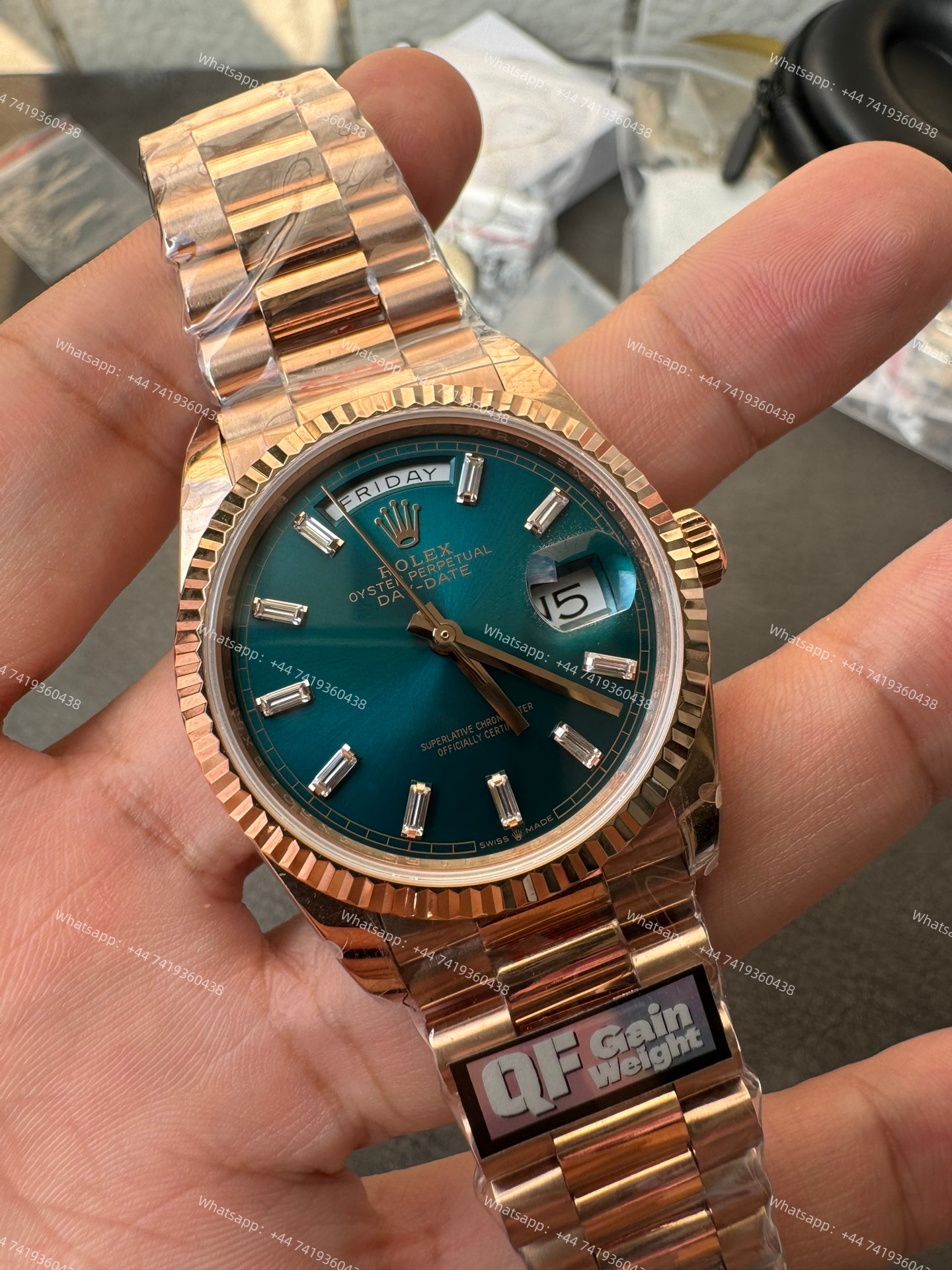 Rolex Day-Date m128235-0085 Rose Gold Turquoise Dial President bracelet 3255 Movement (36mm) Best Super Clone