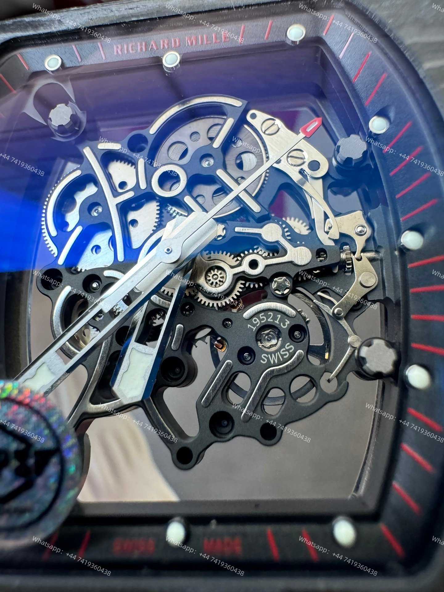 Super Clone Richard Mille RM 055 Carbon TPT Red Rubber Strap 1:1 Replica Watch