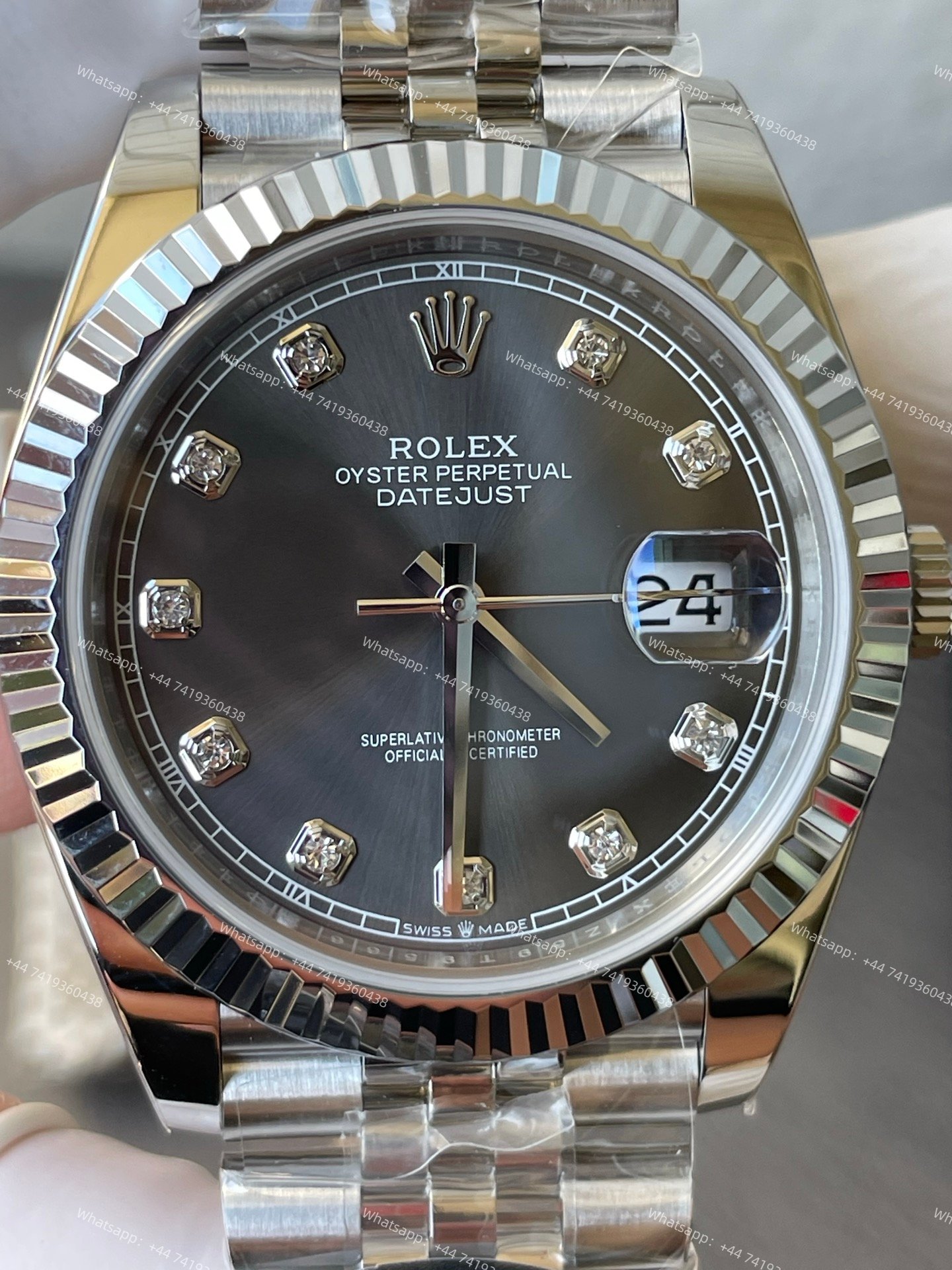 Rolex Datejust M126334-0006 1:1 Replica Grey Diamond Dial Jubilee 41MM 3235 Movement Super Clone Watch