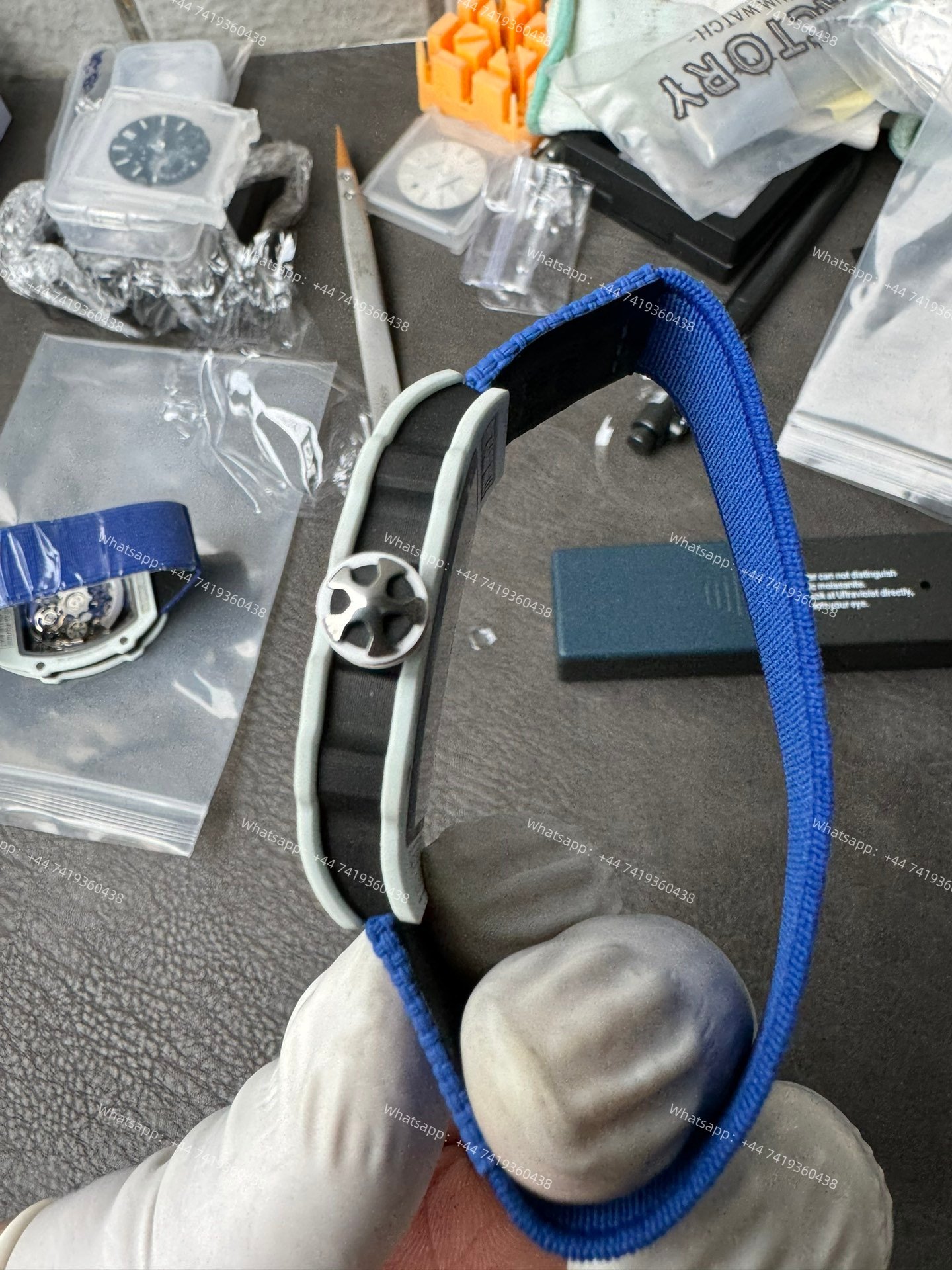 Super Clone Richard Mille RM67-02 White Ceramic Skeleton Tourbillon 1:1 Replica Watch with Blue Strap