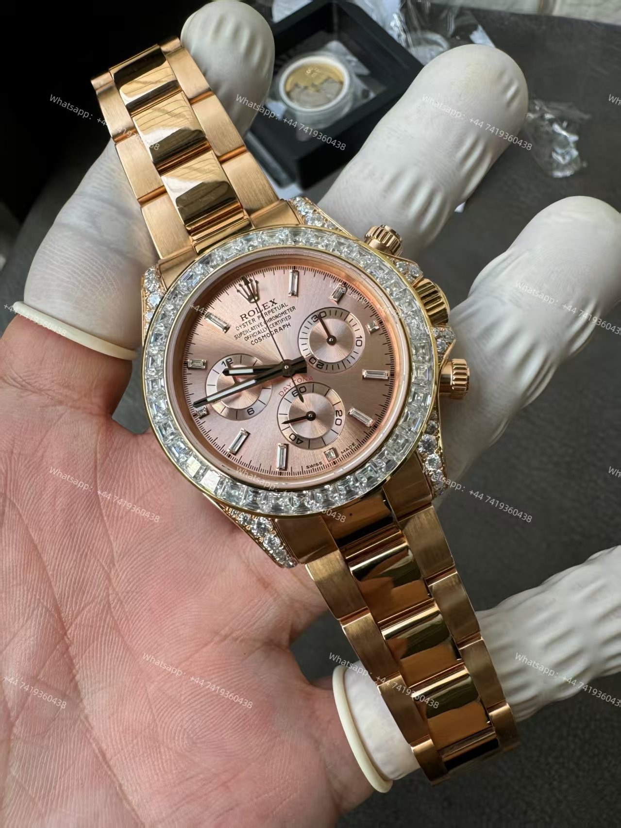 Rolex Super Clone Daytona 126595TBR 1:1 Replica Watch – 18K Rose Gold Diamond Beze 4131 movement