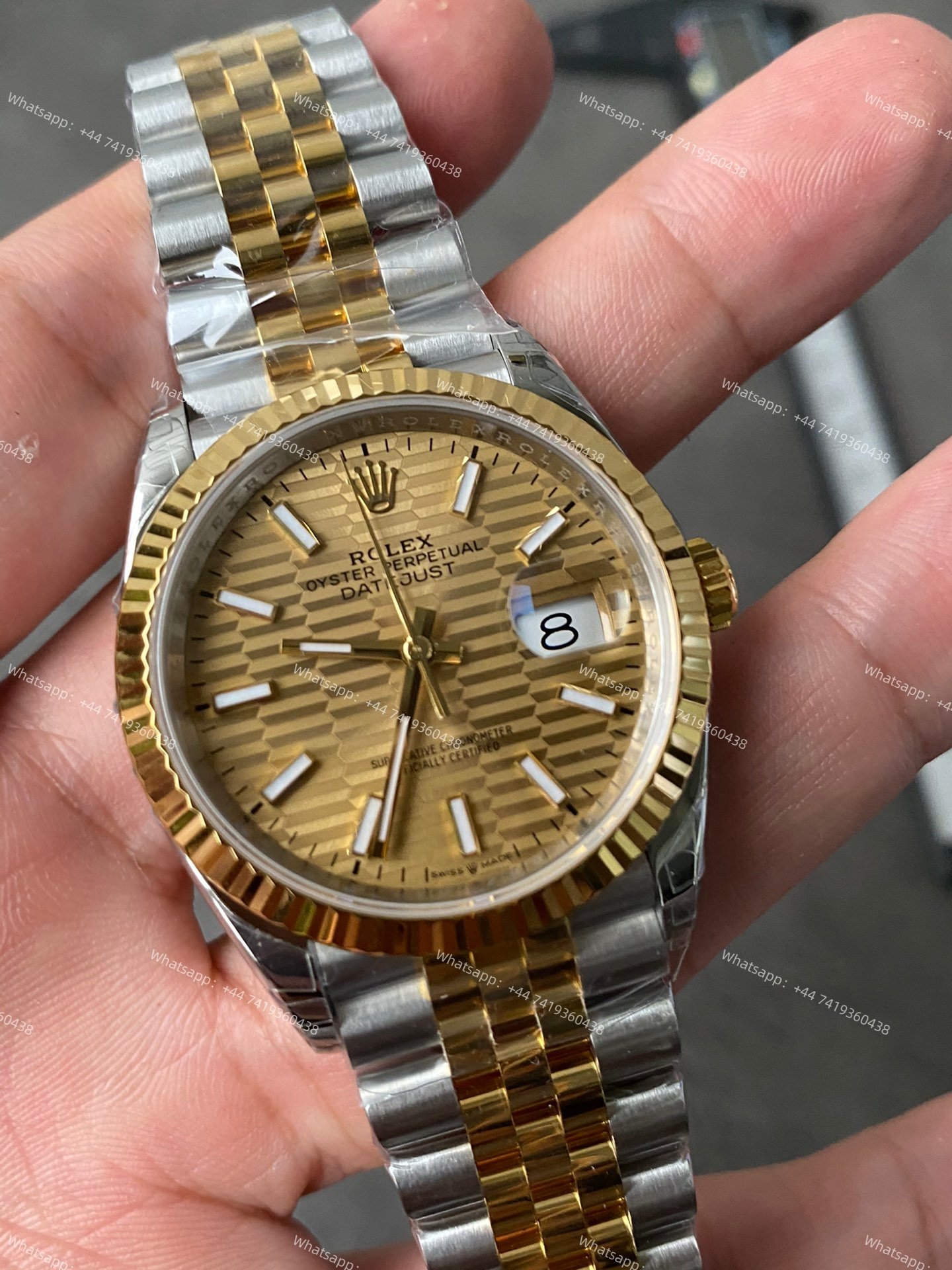 Rolex Datejust M126233-0039 1:1 Replica Water Ripple Gold Dial Jubilee 36MM 3235 Movement Super Clone Watch