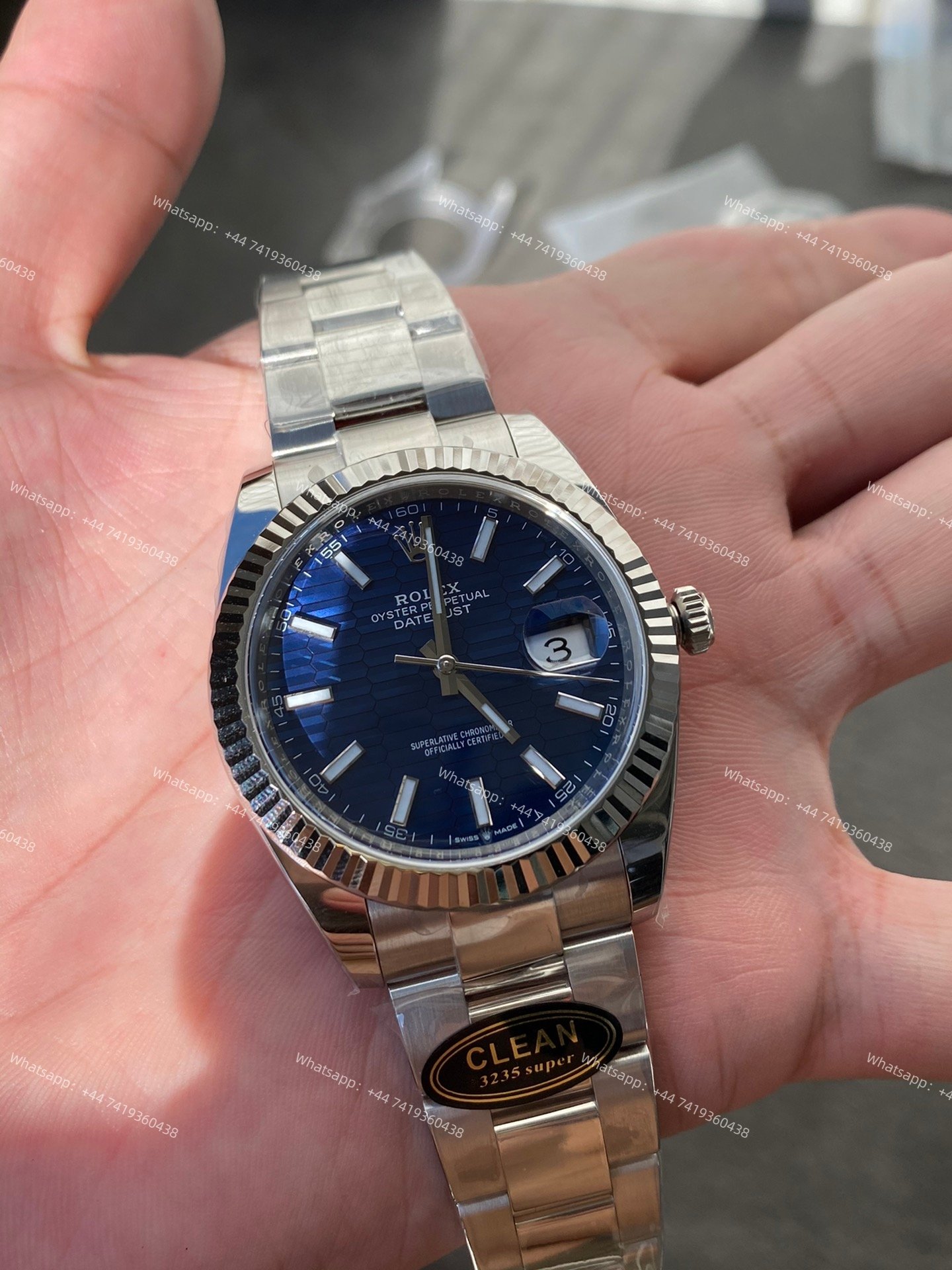 Rolex Datejust M126334-0031 1:1 Replica Water Ripple Blue Dial Oyster 41MM 3235 Movement Super Clone Watch