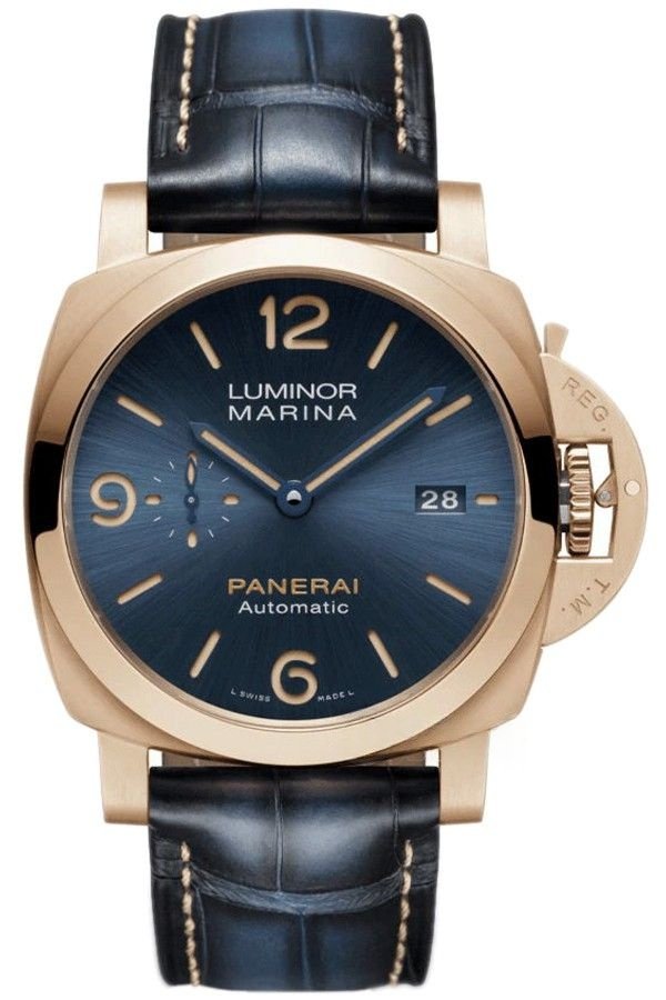 Panerai Super Clone Luminor Marina PAM01114 Rose Gold Blue Dial 44MM