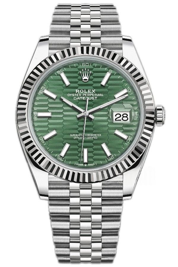 Rolex Datejust M126334-0030 Water Ripple Green Dial 1:1 Replica Jubilee 41MM 3235 Movement Super Clone Watch