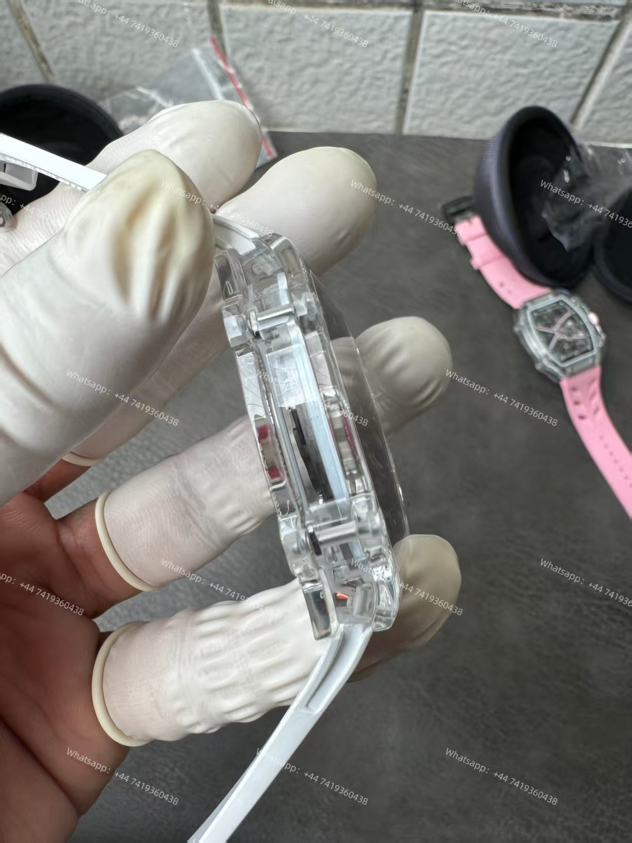 Super Clone Richard Mille RM67-02 Sapphire Crystal Skeleton Tourbillon 1:1 Replica Watch with White Rubber Strap