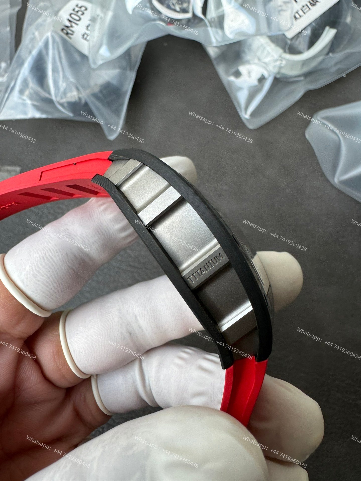 Super Clone Richard Mille RM 055 Carbon TPT Red Rubber Strap 1:1 Replica Watch