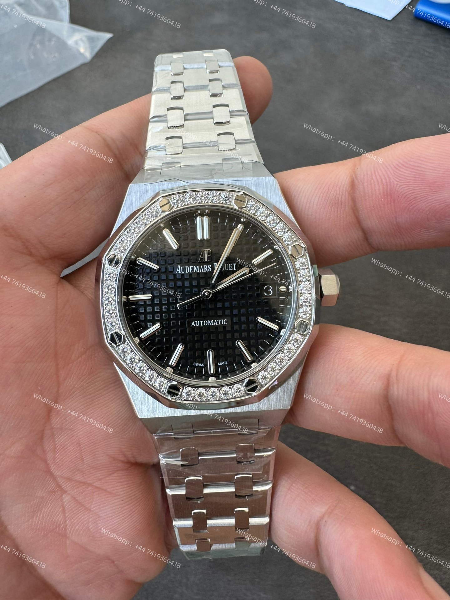 Audemars Piguet Super Clone Royal Oak 15451ST Diamond-Set Bezel Black Dial 37MM