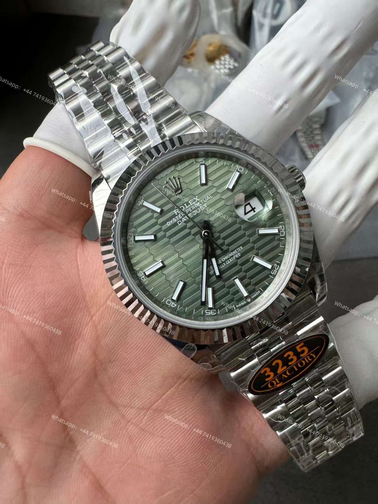 Rolex Datejust M126334-0030 Water Ripple Green Dial 1:1 Replica Jubilee 41MM 3235 Movement Super Clone Watch