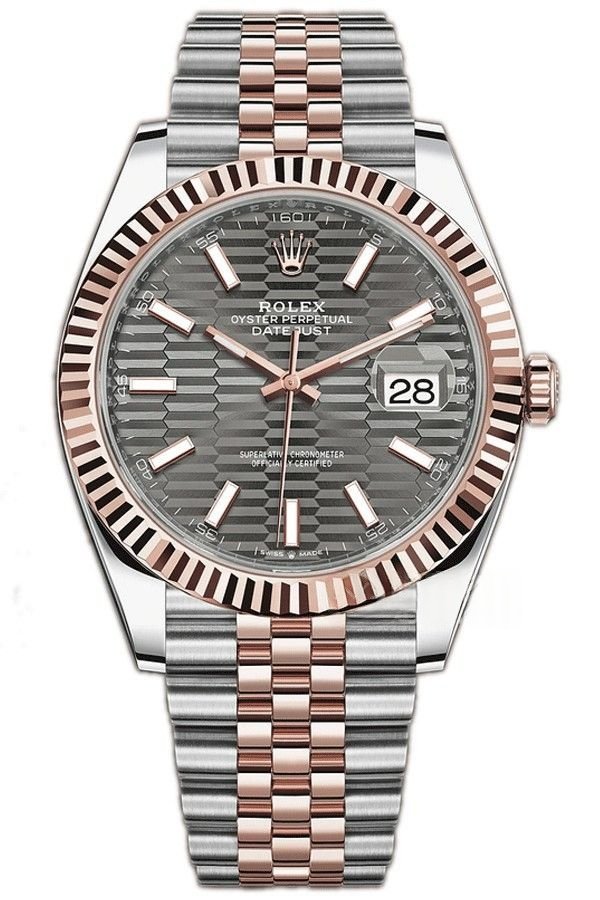 Rolex Datejust M126331-0020 1:1 Replica Water Ripple Rose Gold Gray Dial Jubilee 41MM 3235 Movement Super Clone Watch