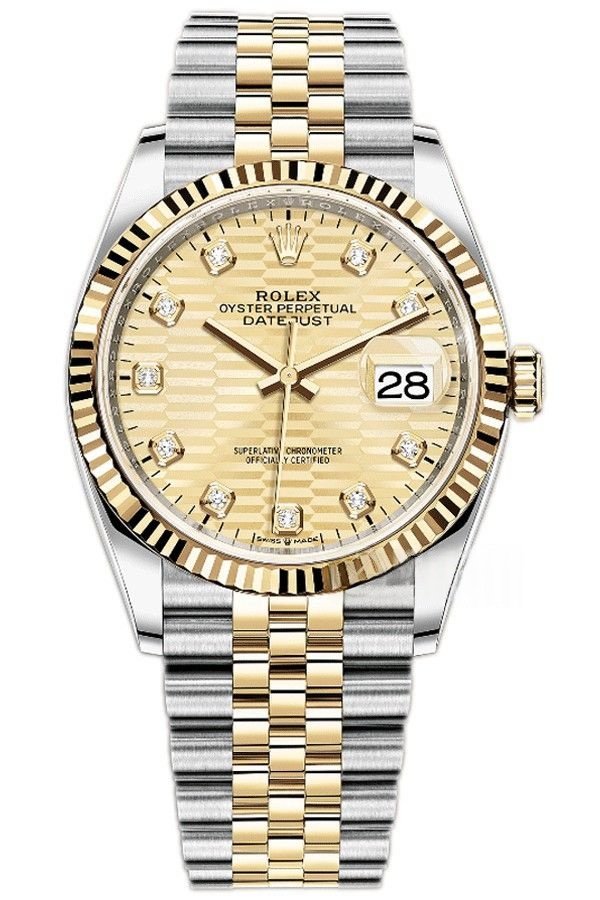 Rolex Datejust M126233-0045 1:1 Replica Water Ripple Diamond Gold Dial Jubilee 36MM 3235 Movement Super Clone Watch