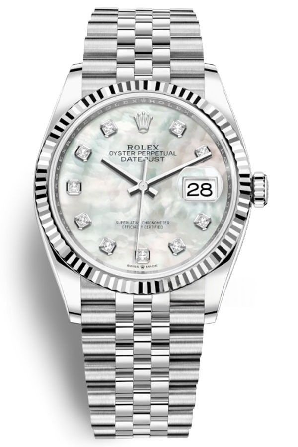 Rolex Datejust M126234-0019 1:1 Replica Mother of Pearl Diamond Dial Jubilee 36MM 3235 Movement Super Clone Watch