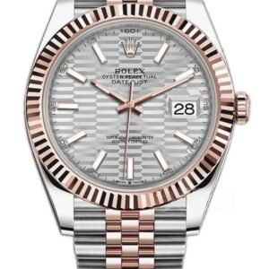 Rolex Datejust M126331-0018 1:1 Replica Water Ripple Rose Gold Silver Dial Jubilee 41MM 3235 Movement Super Clone Watch