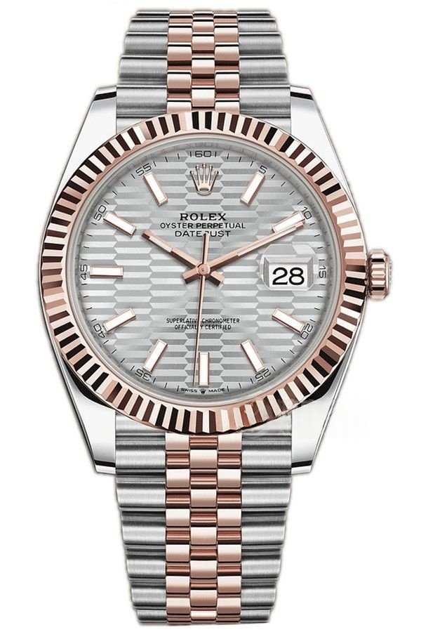 Rolex Datejust M126331-0018 1:1 Replica Water Ripple Rose Gold Silver Dial Jubilee 41MM 3235 Movement Super Clone Watch