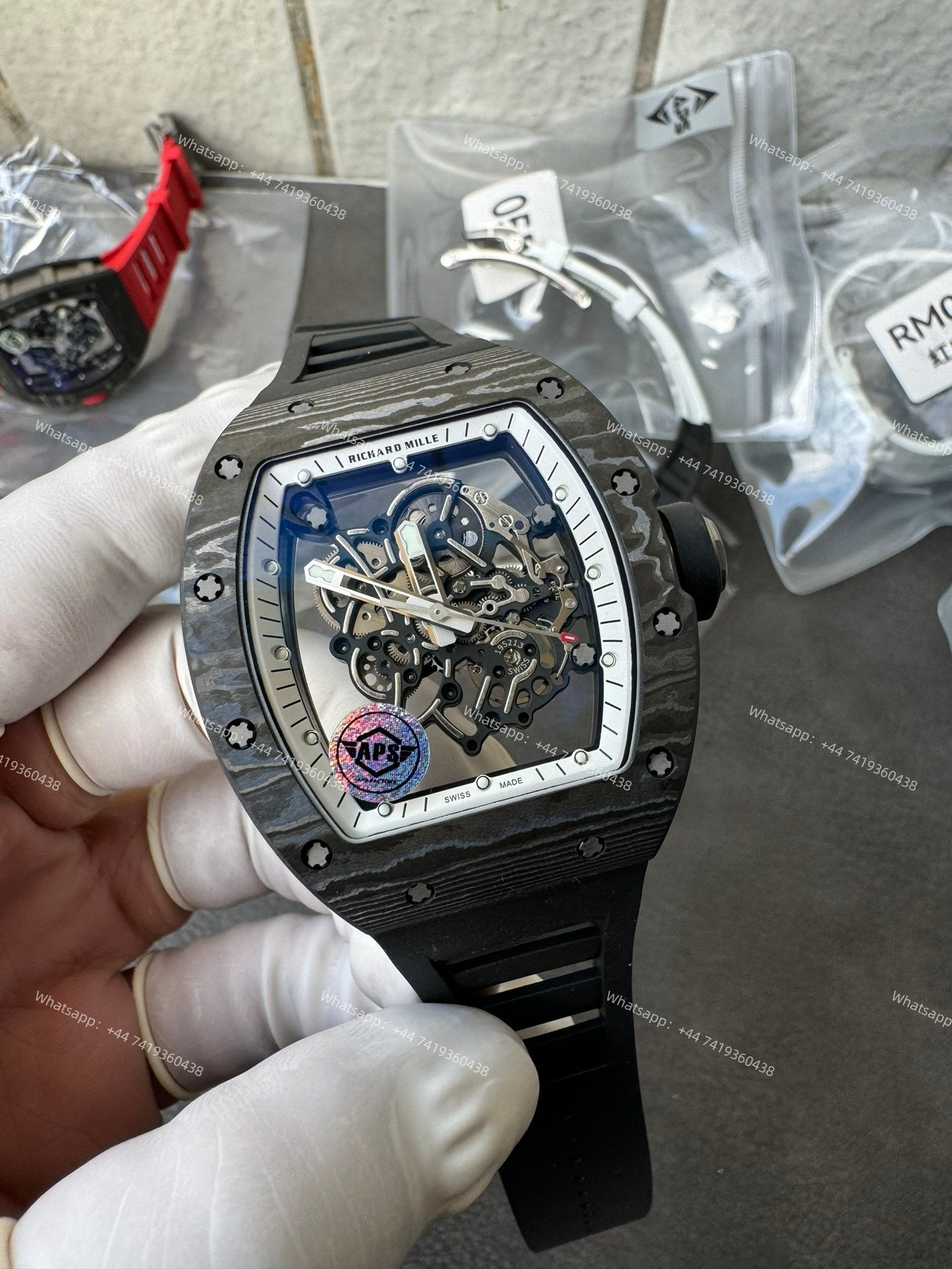 Super Clone Richard Mille RM 055 Carbon TPT Black Rubber Strap 1:1 Replica Watch