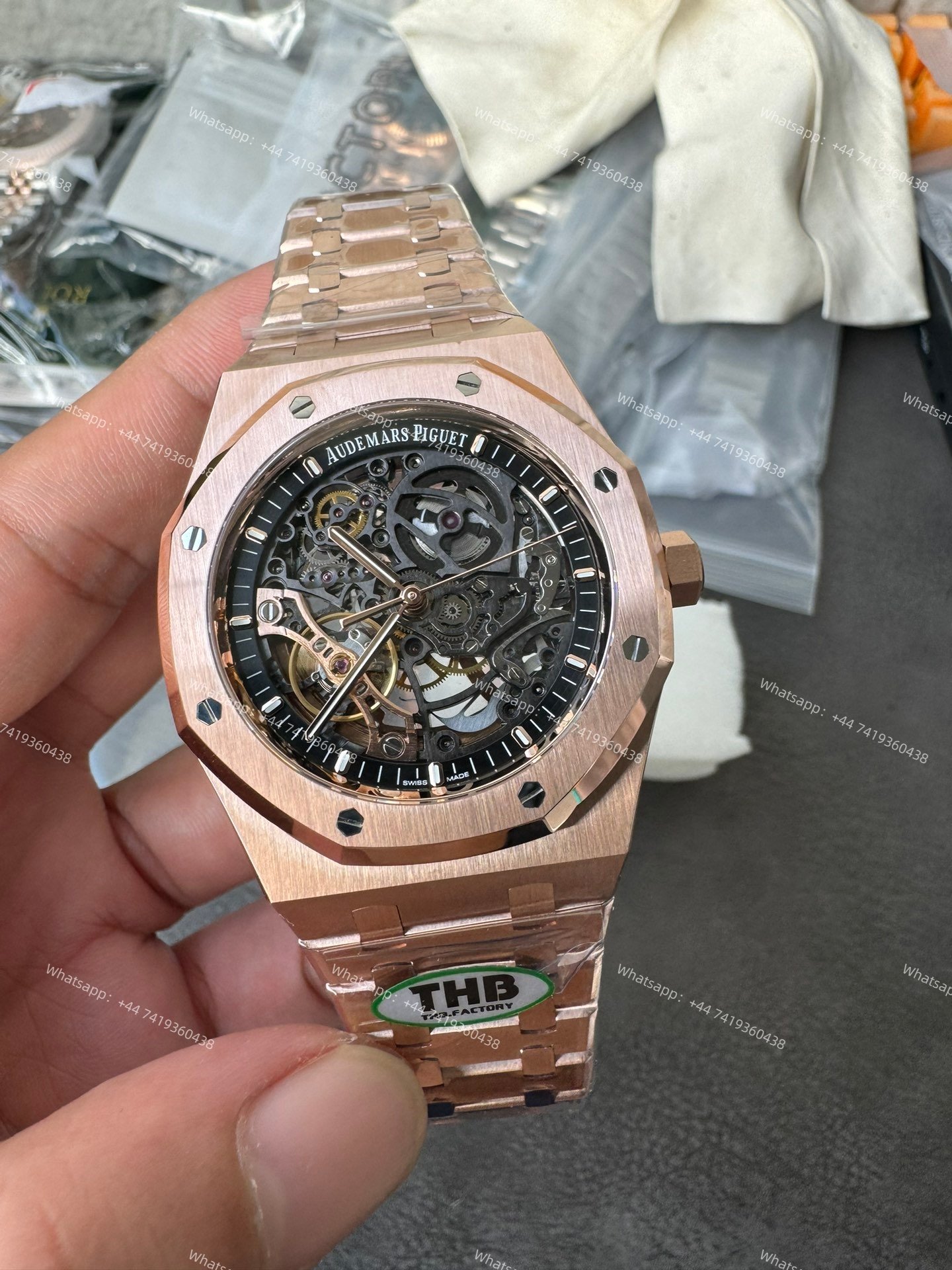 Audemars Piguet Super Clone Royal Oak 15407 Rose Gold Skeleton Dial  41MM