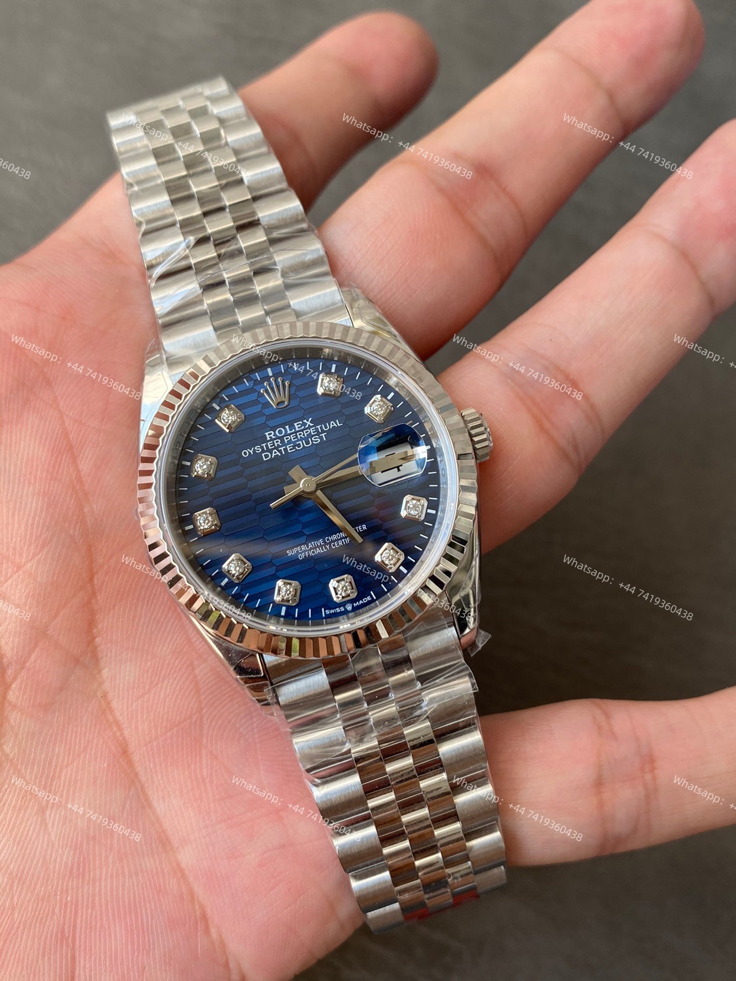 Rolex Datejust M126234-0057 1:1 Replica Water Ripple Diamond Blue Dial Jubilee 36MM 3235 Movement Super Clone Watch