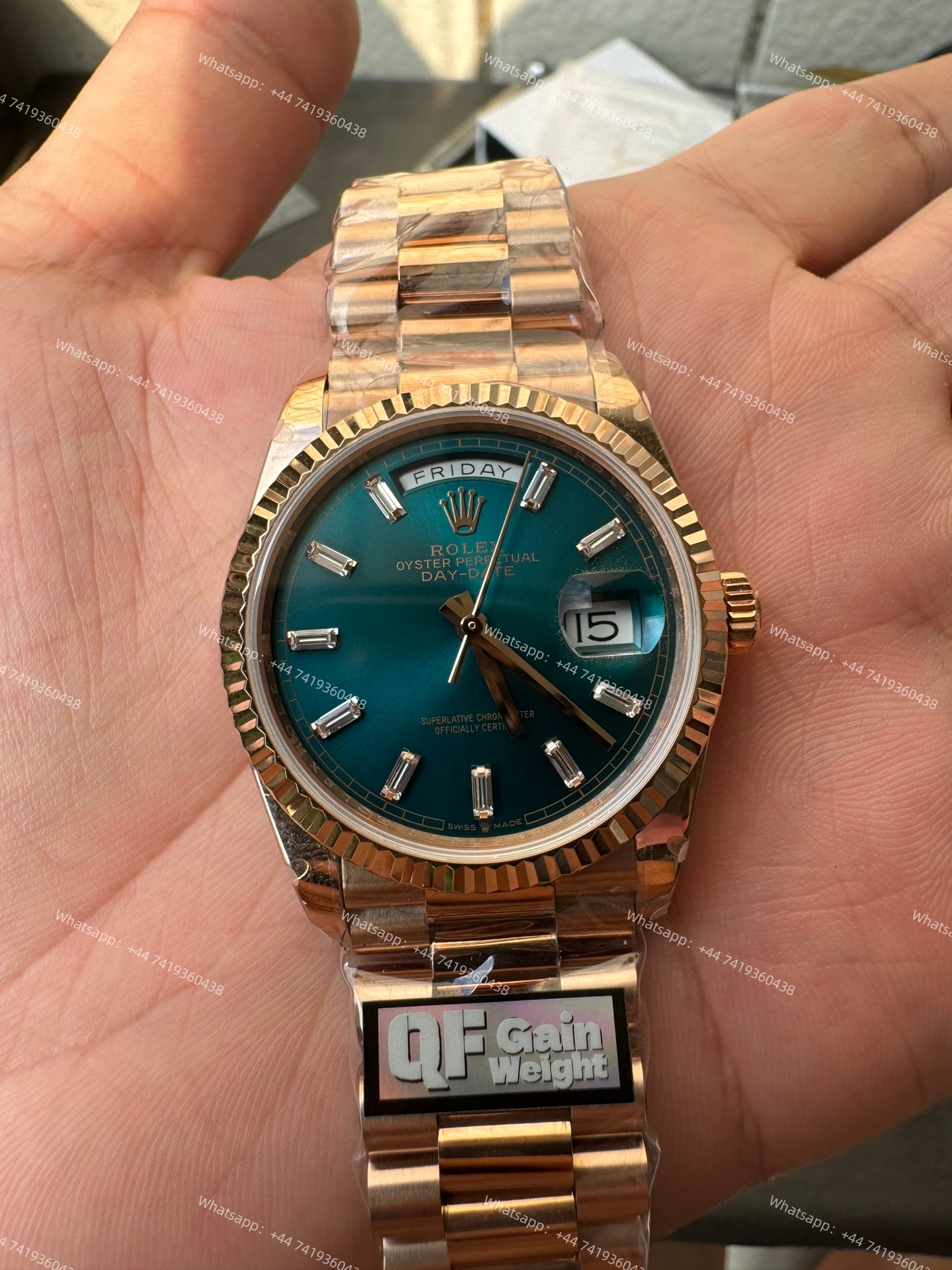 Rolex Day-Date m128235-0085 Rose Gold Turquoise Dial President bracelet 3255 Movement (36mm) Best Super Clone