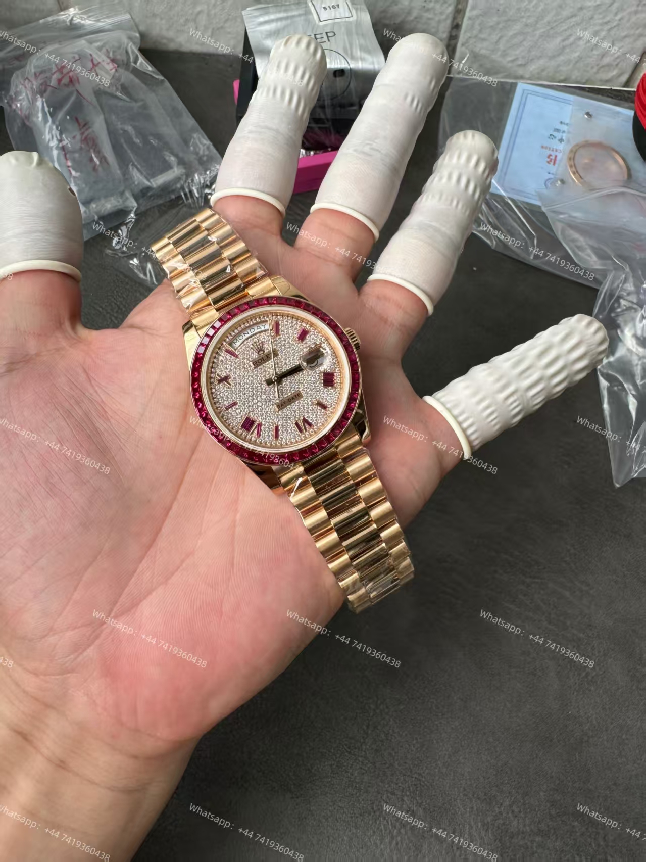Rolex Day-Date 228398TRU Ruby and Moissanite Diamond Dial and Bezel 3255 Movement (40mm) Best Super Clone