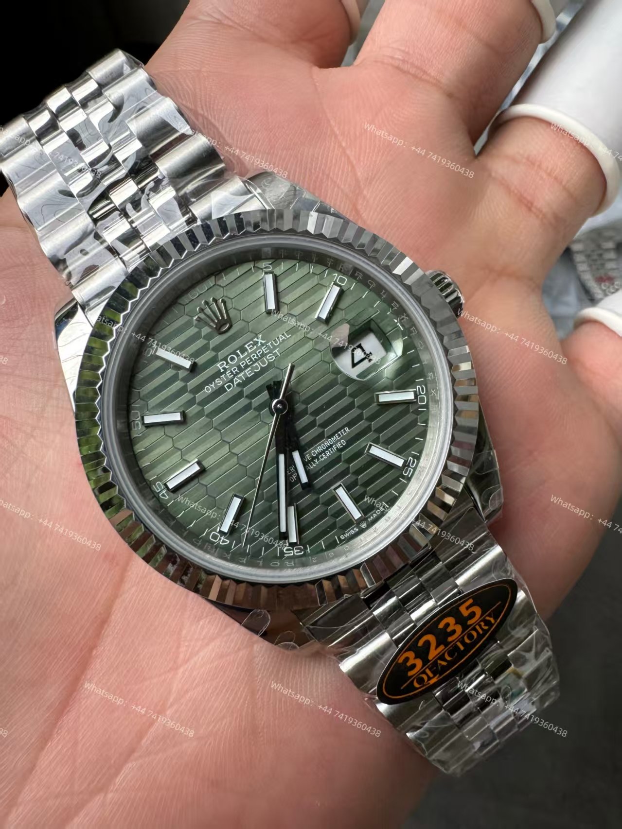 Rolex Datejust M126334-0030 Water Ripple Green Dial 1:1 Replica Jubilee 41MM 3235 Movement Super Clone Watch