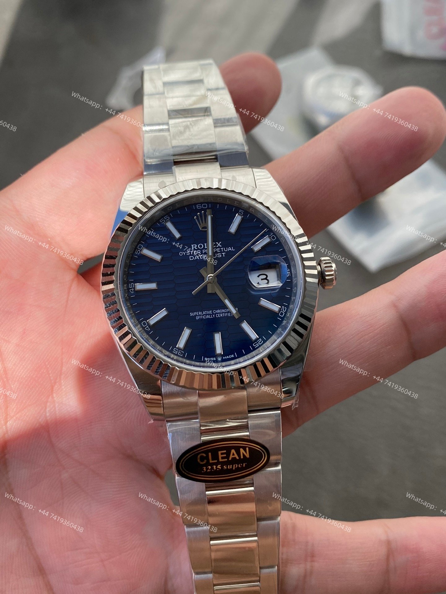 Rolex Datejust M126334-0031 1:1 Replica Water Ripple Blue Dial Oyster 41MM 3235 Movement Super Clone Watch