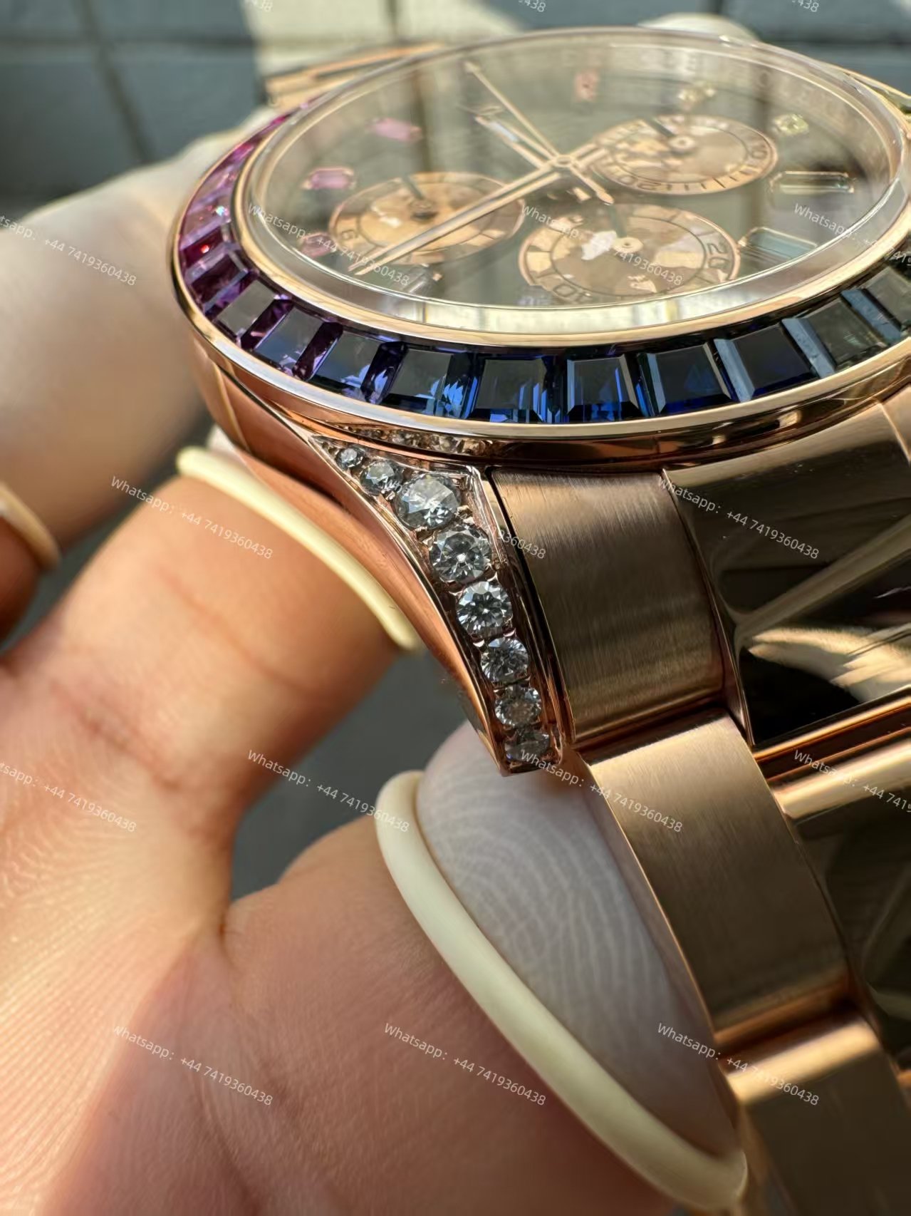 Rolex Super Clone Rainbow Daytona 1:1 Replica Watch – 18K Rose Gold