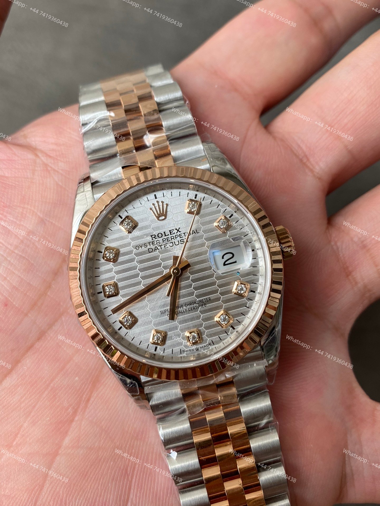 Rolex Datejust M126231-0039 1:1 Replica Water Ripple Diamond Silver Dial Jubilee 36MM 3235 Movement Super Clone Watch