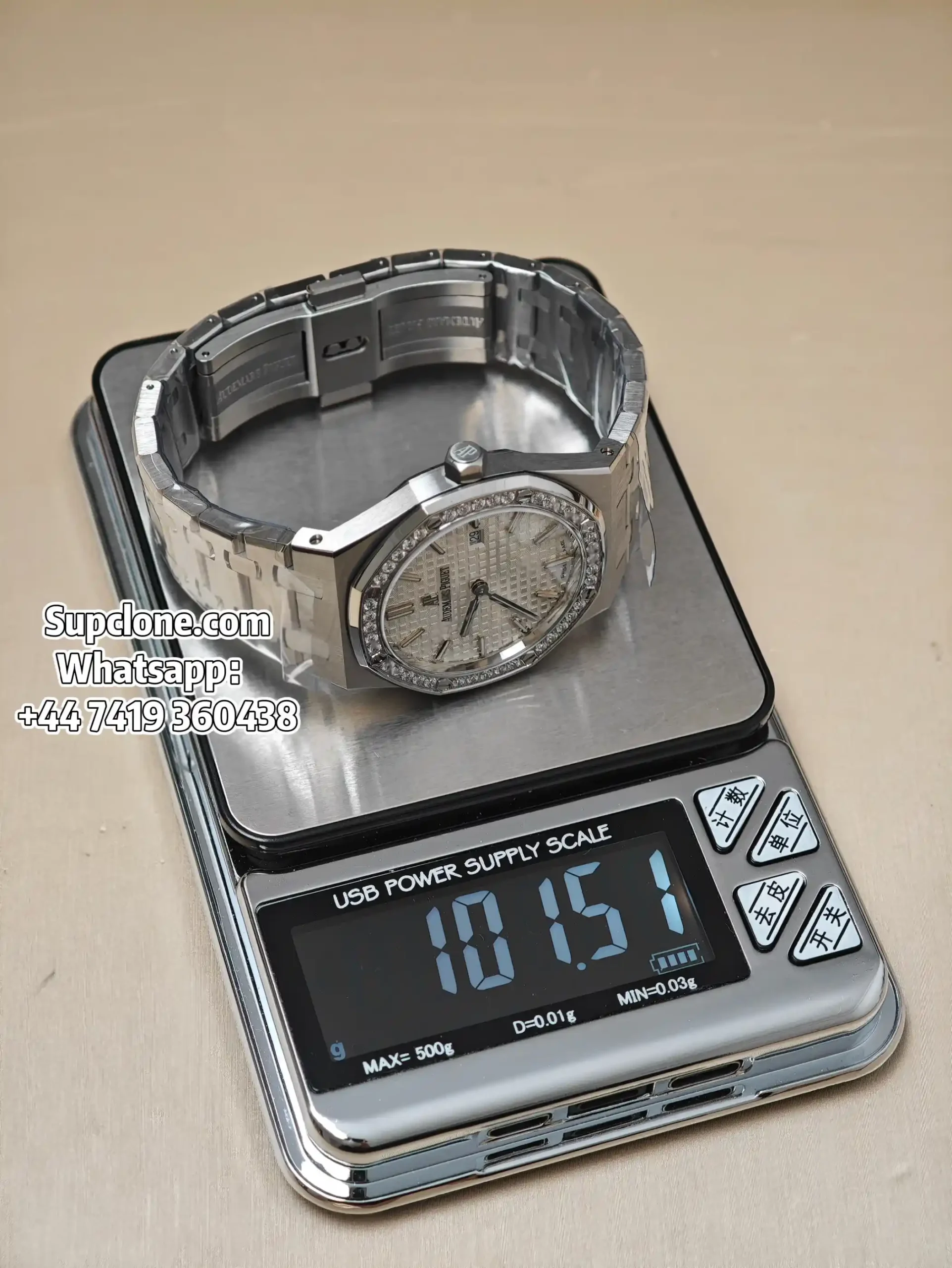 Audemars Piguet Super Clone Royal Oak Quartz 33mm 67651ST Diamond Bezel Steel Tapisserie Dial (19) Audemars Piguet Super Clone Royal Oak Quartz 33mm 67651ST Diamond Bezel Steel Tapisserie Dial
