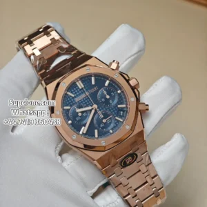 Audemars Piguet Super Clone Watches Royal Oak Chrono 41 26240OR Rose Gold Blue Dial