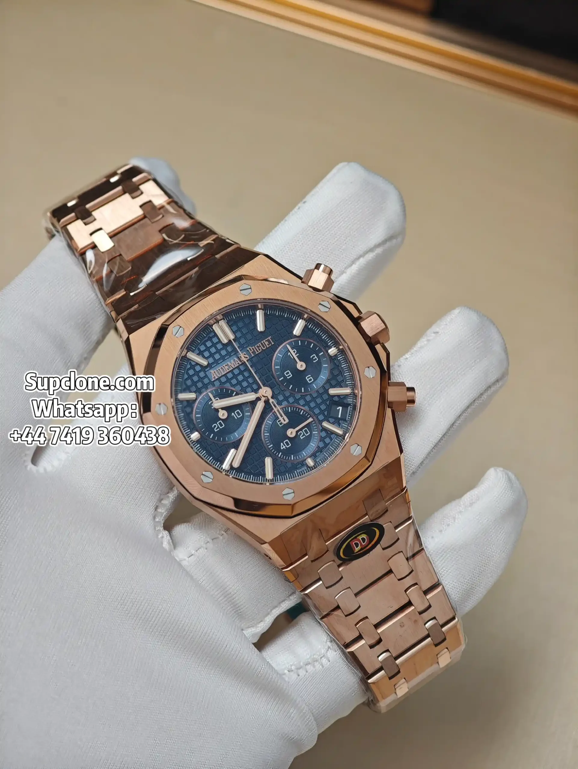 Audemars Piguet Super Clone Watches Royal Oak Chrono 41 26240OR Rose Gold Blue Dial (1) Audemars Piguet Super Clone Watches Royal Oak Chrono 41 26240OR Rose Gold Blue Dial