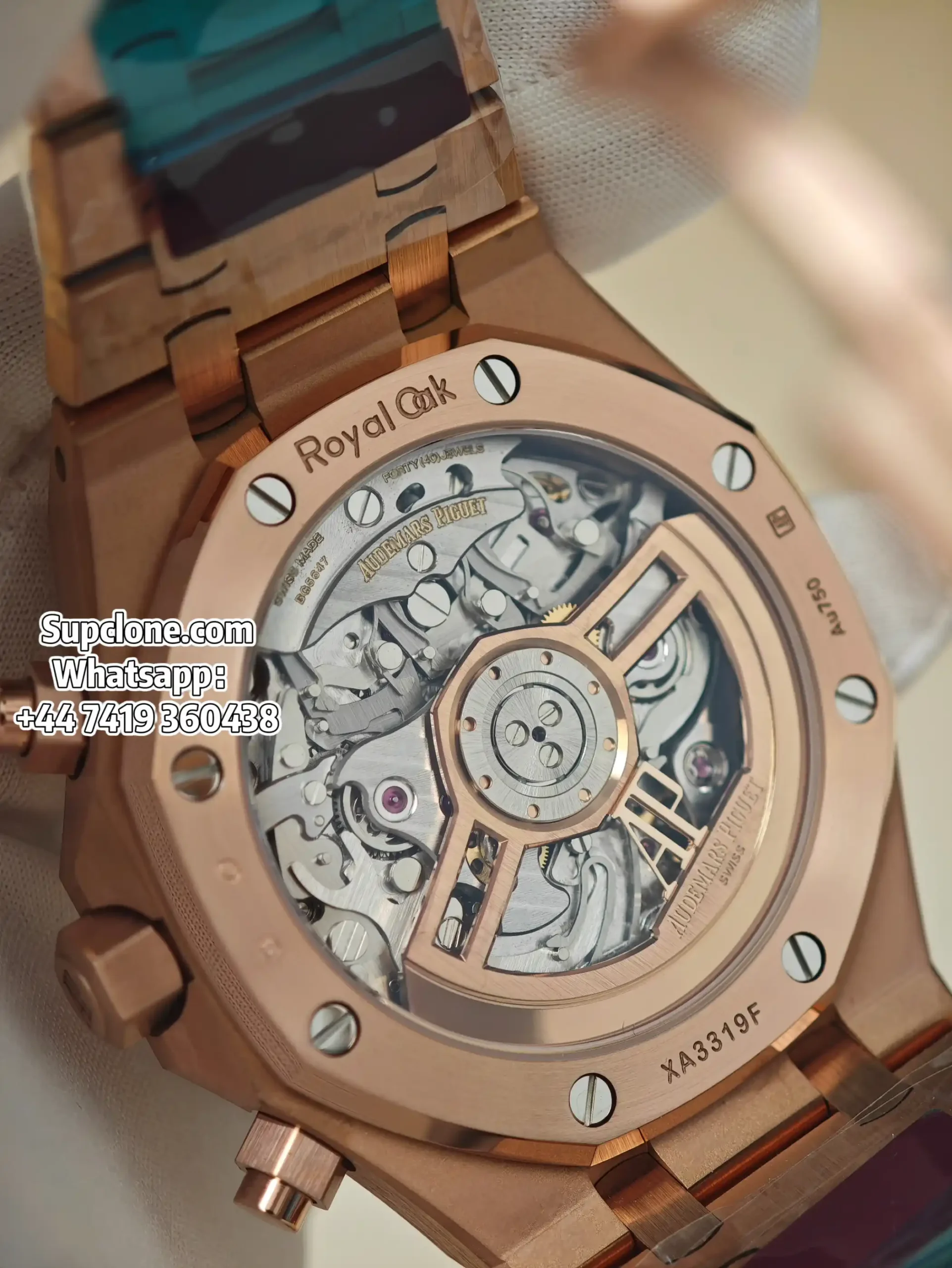 Audemars Piguet Super Clone Watches Royal Oak Chrono 41 26240OR Rose Gold Blue Dial (11) Audemars Piguet Super Clone Watches Royal Oak Chrono 41 26240OR Rose Gold Blue Dial