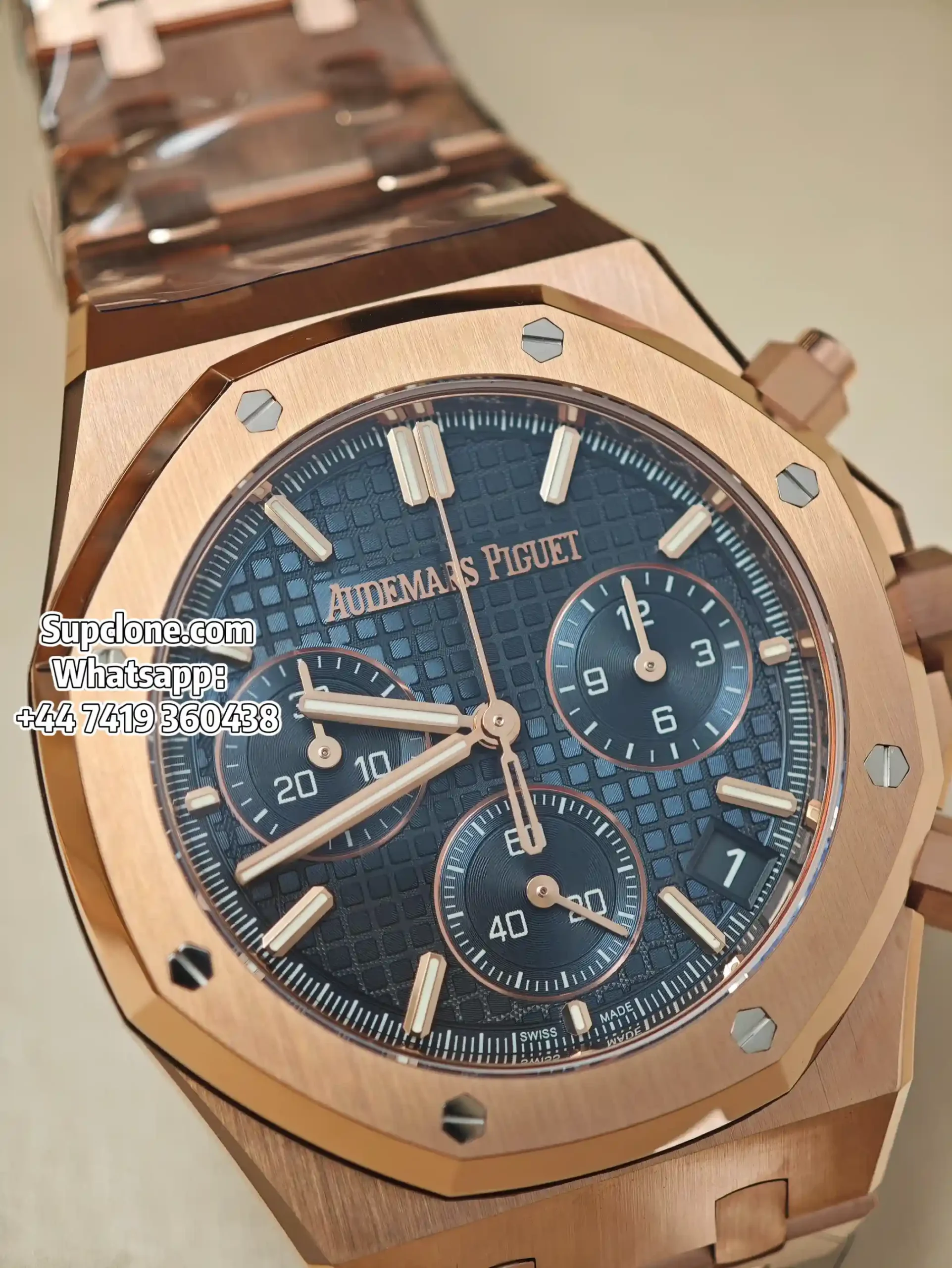 Audemars Piguet Super Clone Watches Royal Oak Chrono 41 26240OR Rose Gold Blue Dial (14) Audemars Piguet Super Clone Watches Royal Oak Chrono 41 26240OR Rose Gold Blue Dial