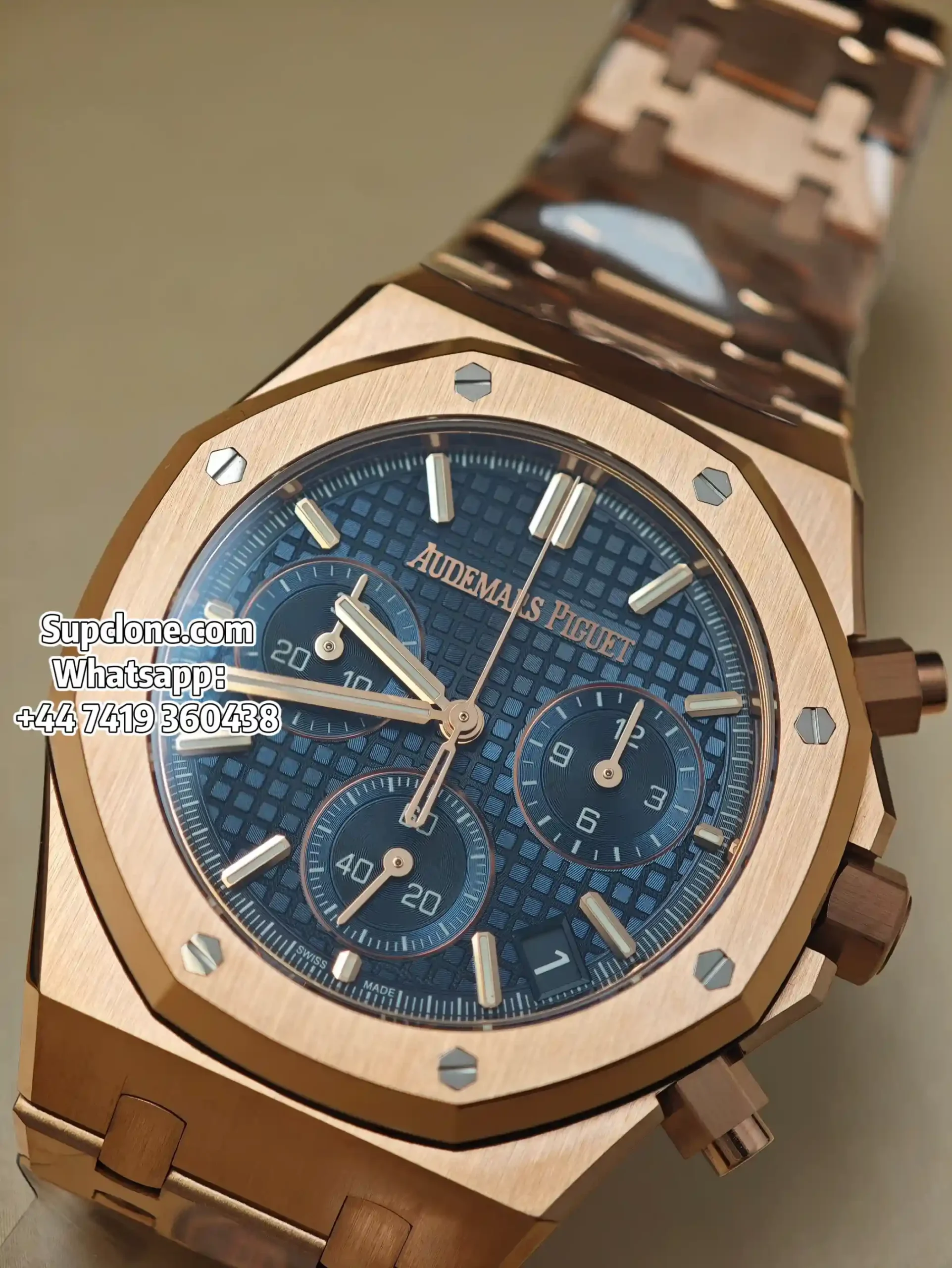 Audemars Piguet Super Clone Watches Royal Oak Chrono 41 26240OR Rose Gold Blue Dial (15) Audemars Piguet Super Clone Watches Royal Oak Chrono 41 26240OR Rose Gold Blue Dial
