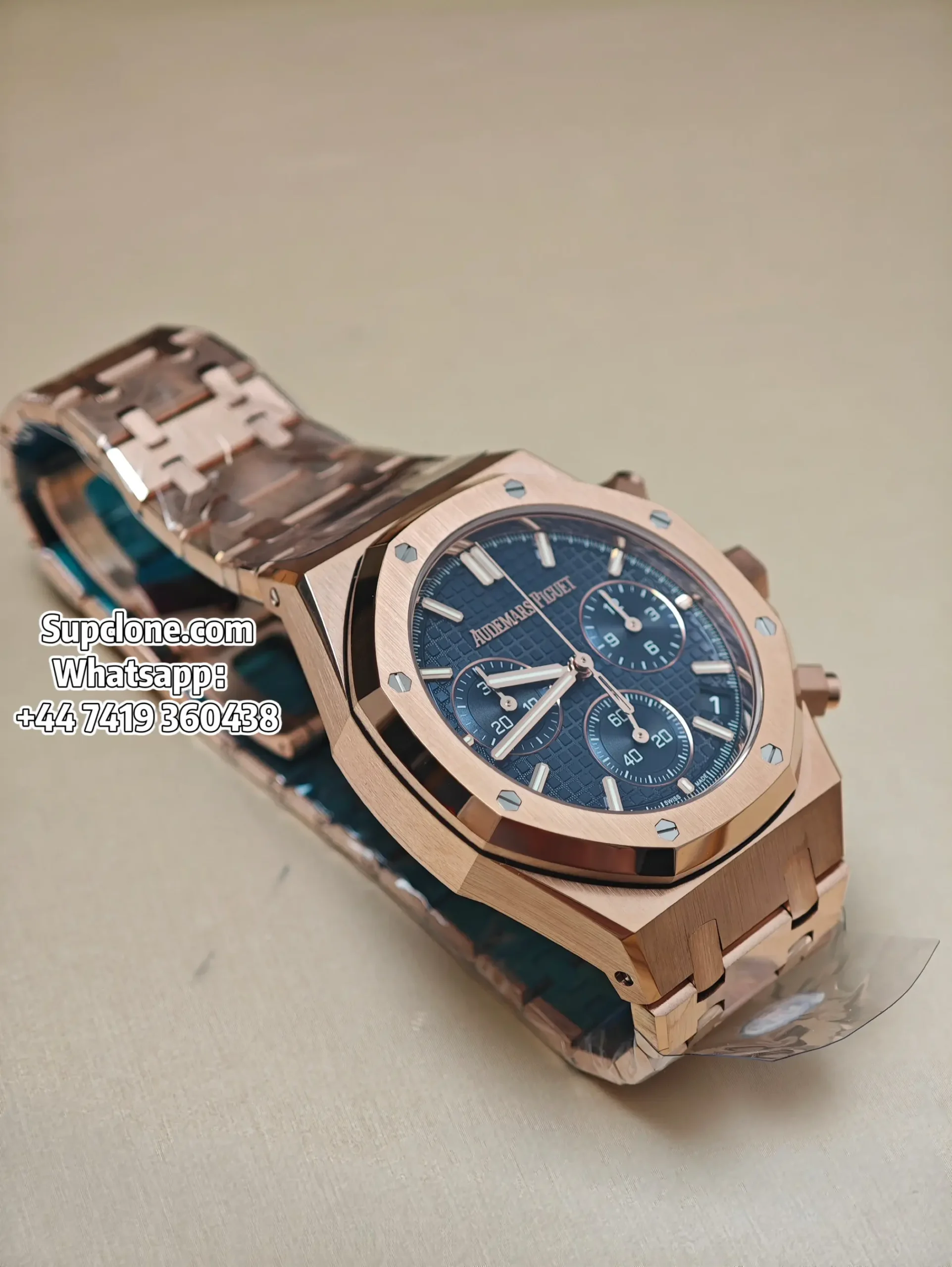 Audemars Piguet Super Clone Watches Royal Oak Chrono 41 26240OR Rose Gold Blue Dial (16) Audemars Piguet Super Clone Watches Royal Oak Chrono 41 26240OR Rose Gold Blue Dial