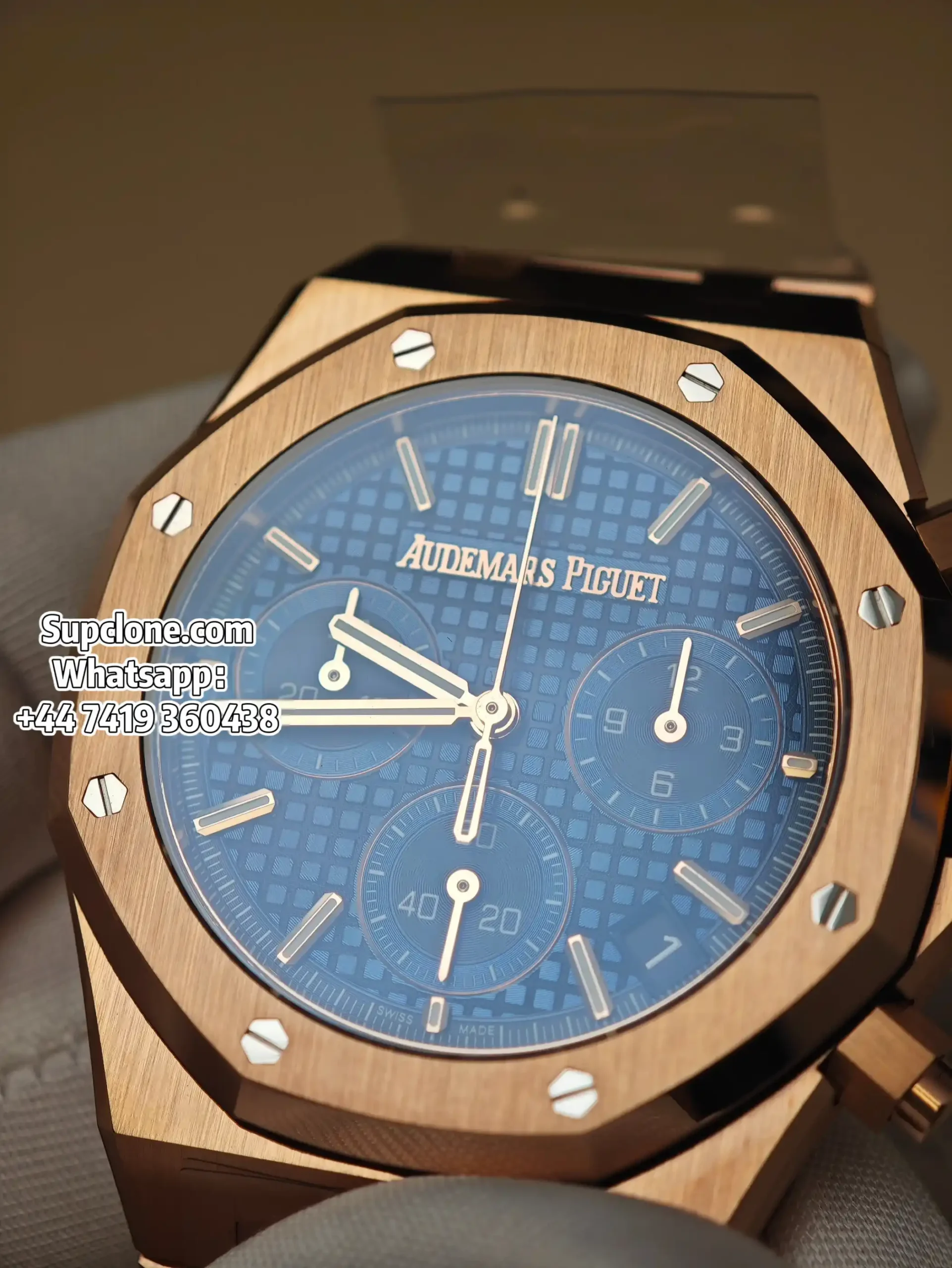 Audemars Piguet Super Clone Watches Royal Oak Chrono 41 26240OR Rose Gold Blue Dial (17) Audemars Piguet Super Clone Watches Royal Oak Chrono 41 26240OR Rose Gold Blue Dial