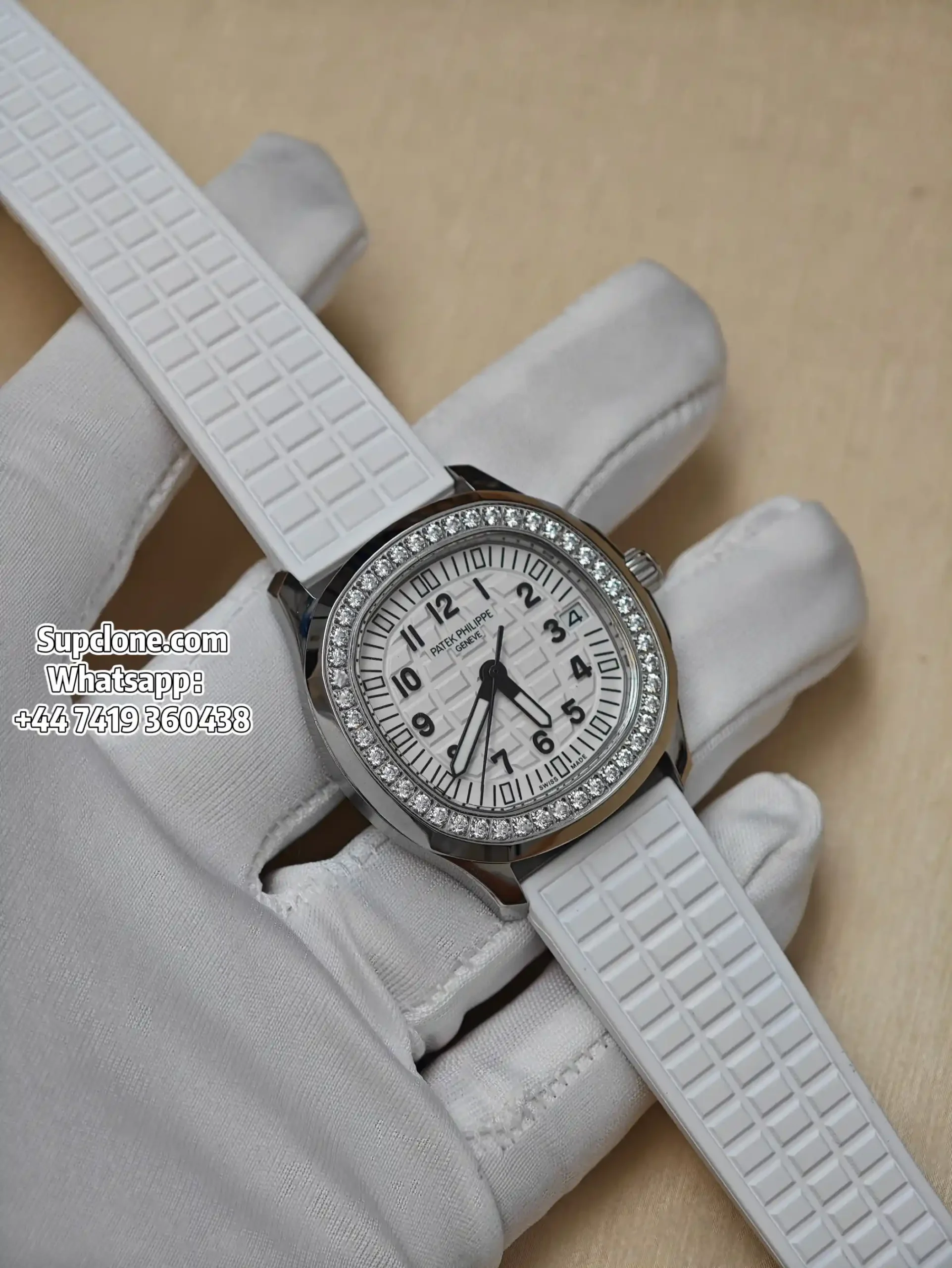 Patek Philippe Super Clone Aquanaut Luce 5068A Diamond Bezel 35 (1) Patek Philippe Super Clone Aquanaut Luce 5068A Diamond Bezel 35.6mm Custom Cal.324