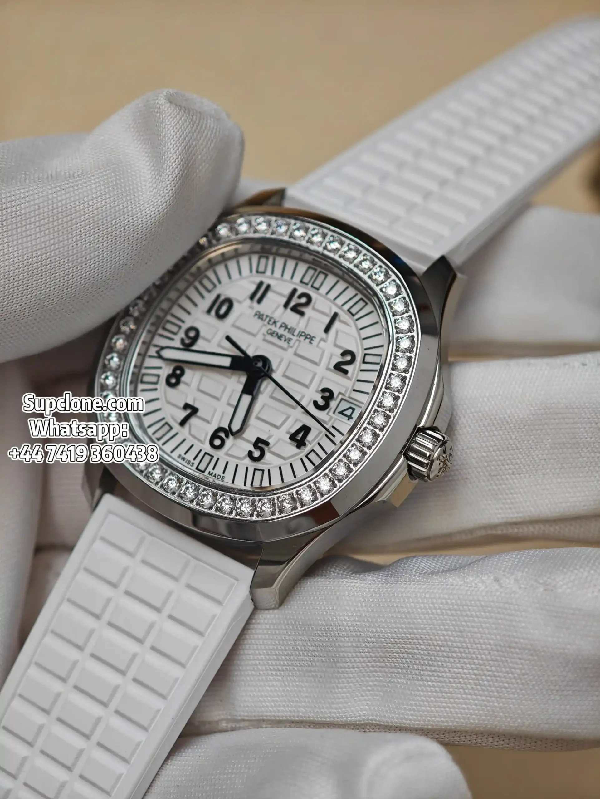 Patek Philippe Super Clone Aquanaut Luce 5068A Diamond Bezel 35 (13) Patek Philippe Super Clone Aquanaut Luce 5068A Diamond Bezel 35.6mm Custom Cal.324
