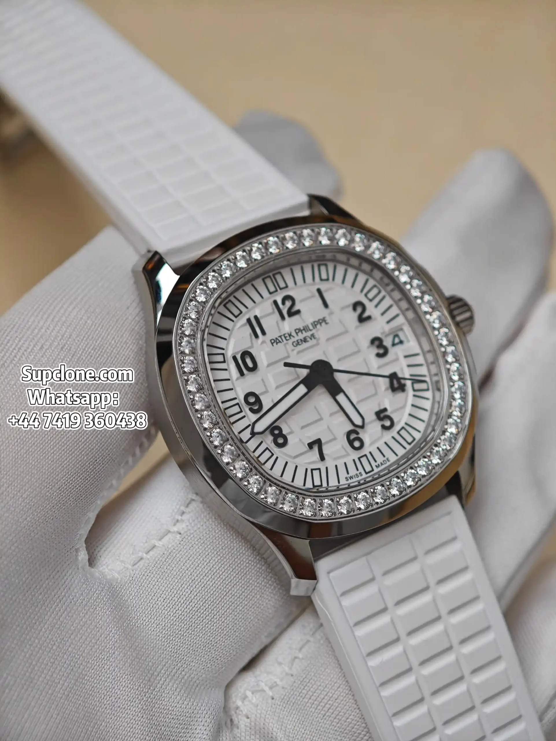 Patek Philippe Super Clone Aquanaut Luce 5068A Diamond Bezel 35 (14) Patek Philippe Super Clone Aquanaut Luce 5068A Diamond Bezel 35.6mm Custom Cal.324