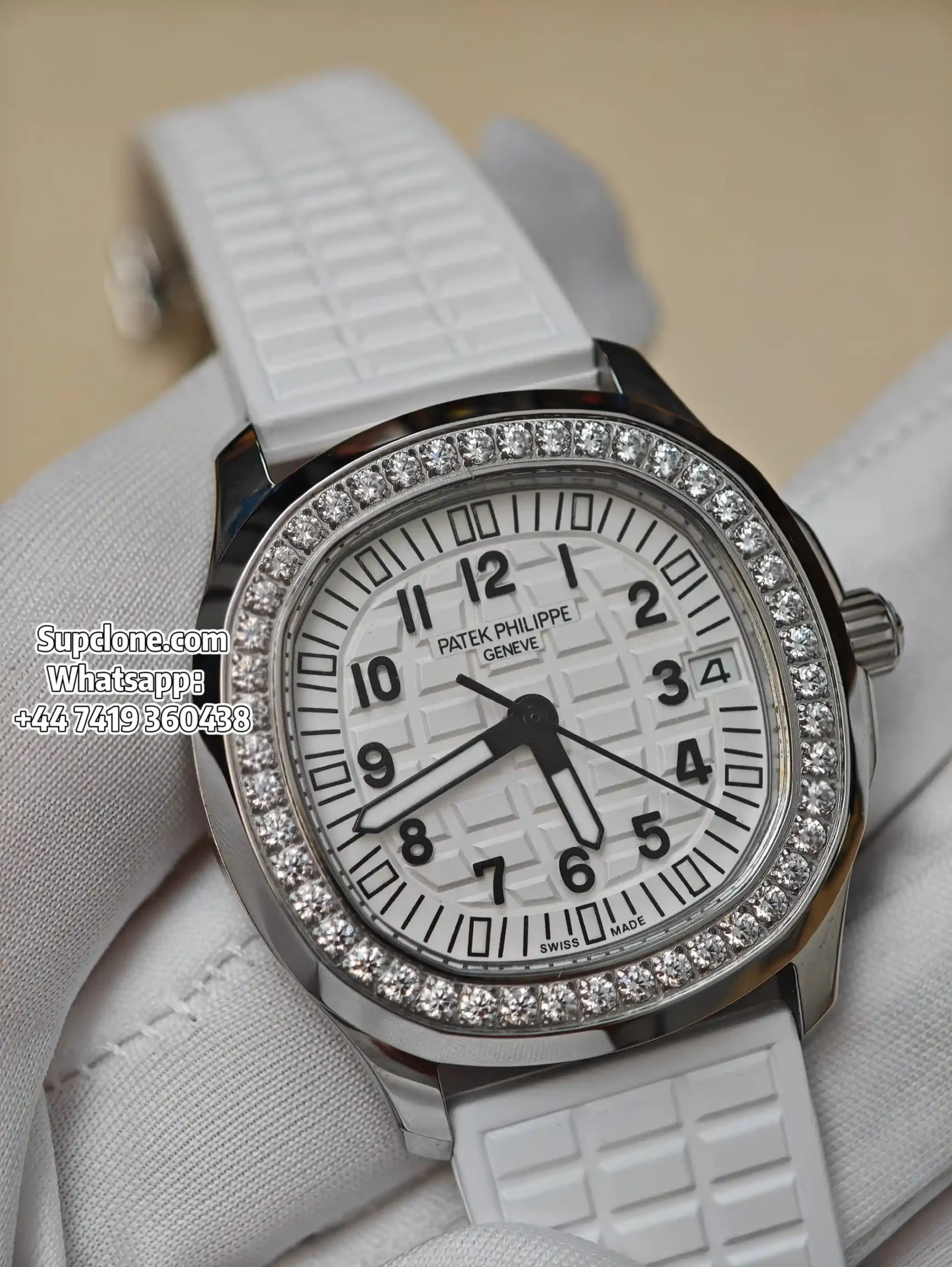 Patek Philippe Super Clone Aquanaut Luce 5068A Diamond Bezel 35 (15) Patek Philippe Super Clone Aquanaut Luce 5068A Diamond Bezel 35.6mm Custom Cal.324