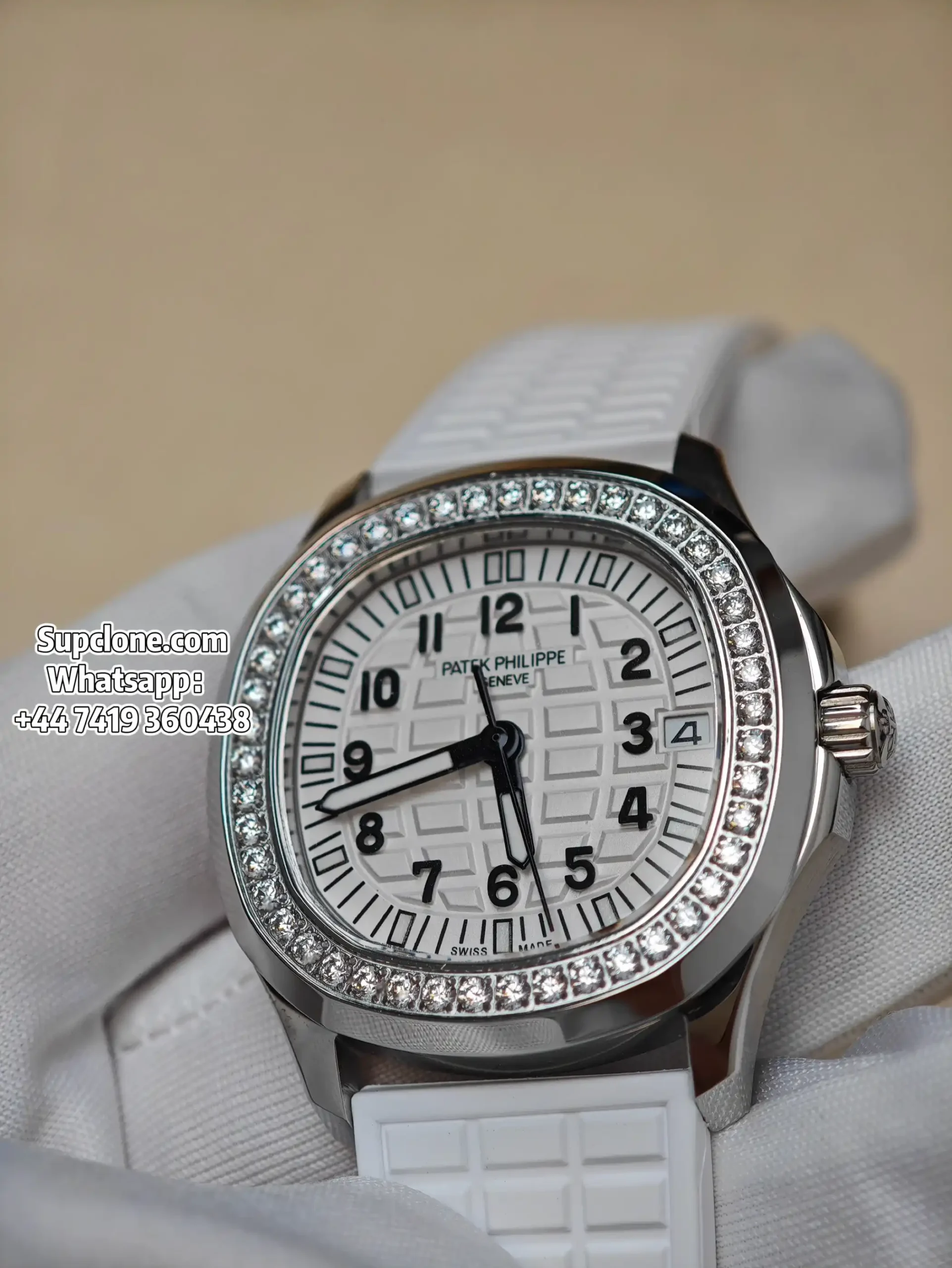 Patek Philippe Super Clone Aquanaut Luce 5068A Diamond Bezel 35 (16) Patek Philippe Super Clone Aquanaut Luce 5068A Diamond Bezel 35.6mm Custom Cal.324