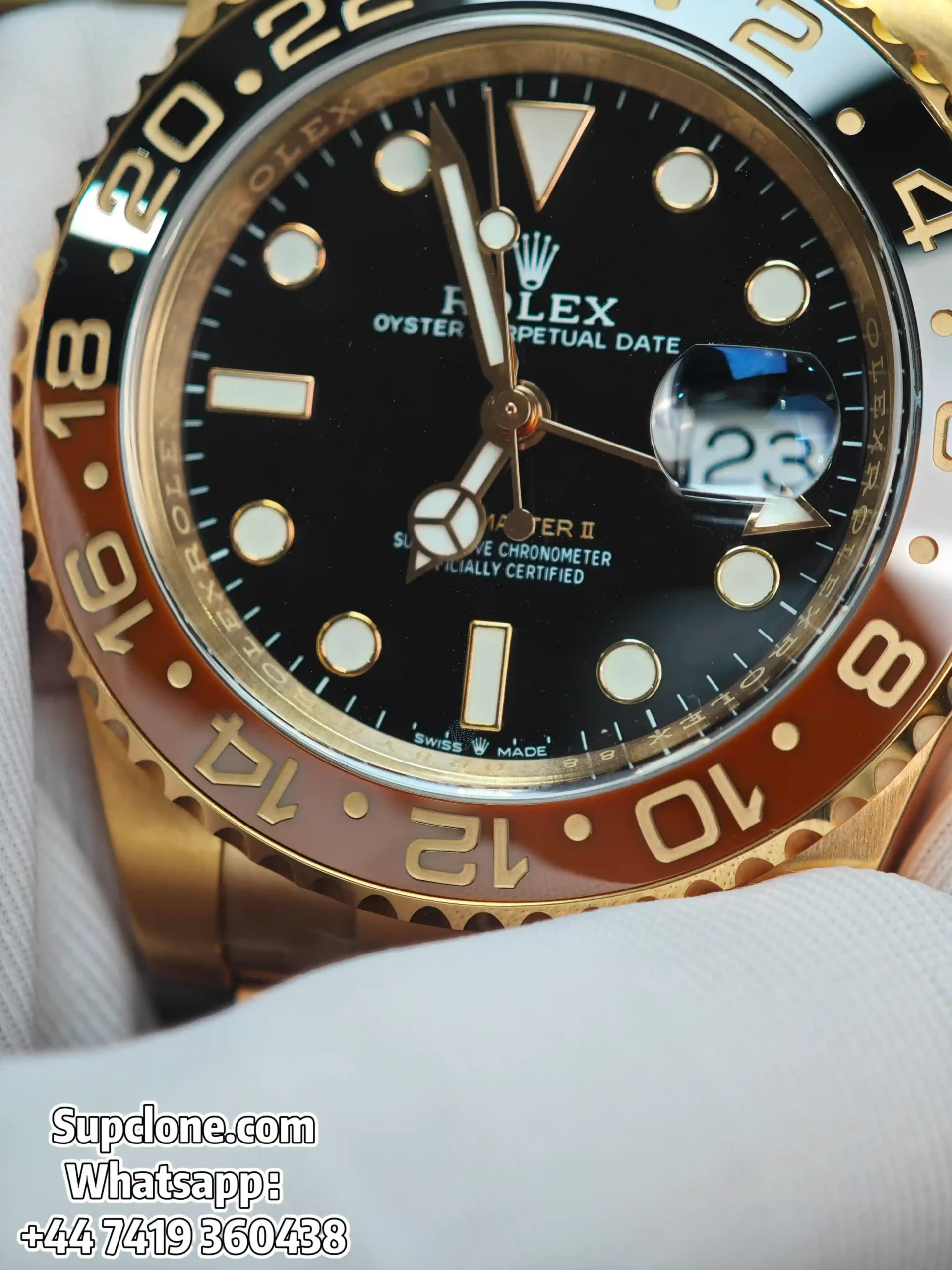 Rolex Super Clone Watches 1:1 Full Gold Root Beer GMT-Master II 126715CHNR 3285 Movement