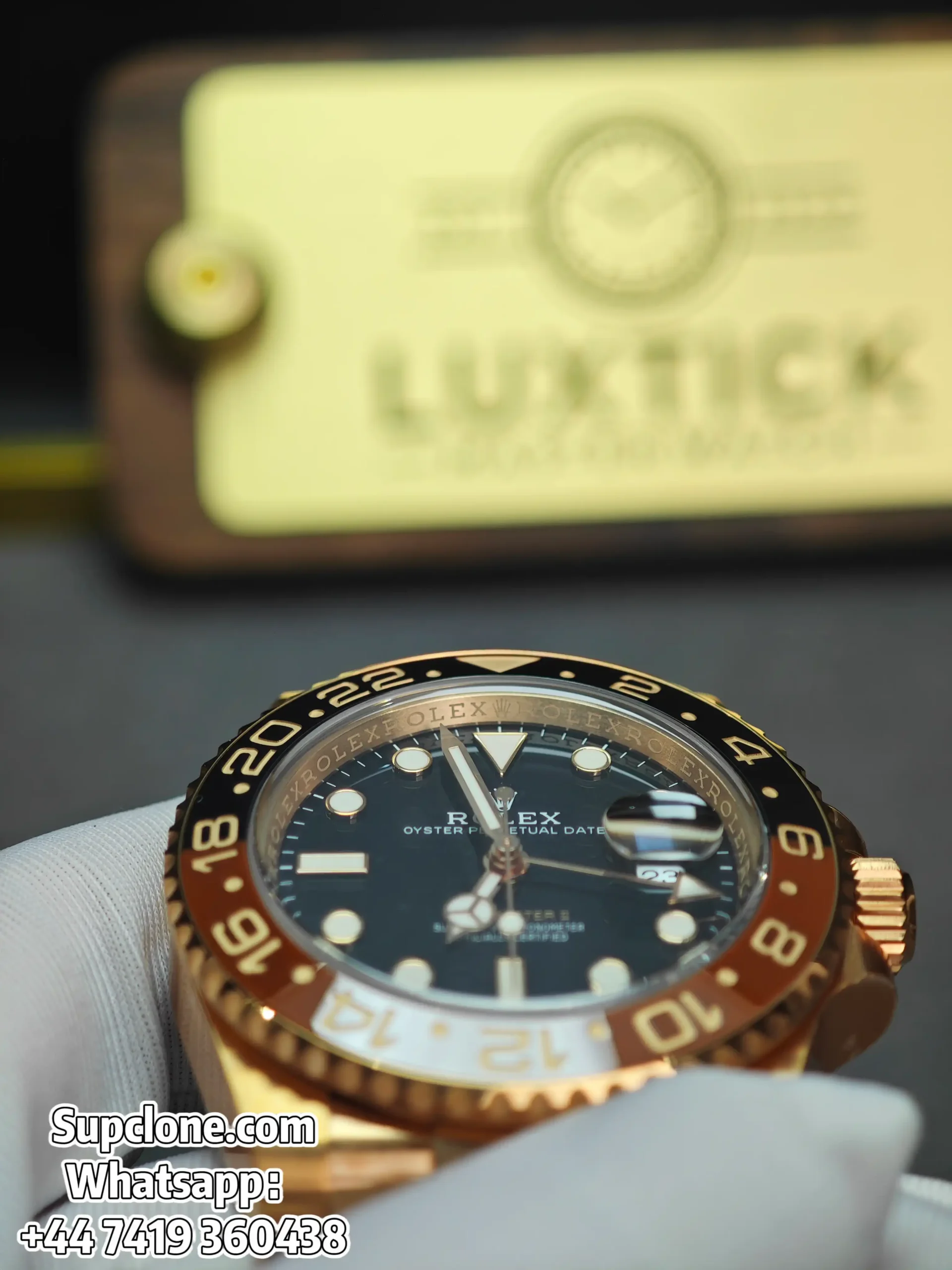 Rolex Super Clone Watches 1:1 Full Gold Root Beer GMT-Master II 126715CHNR 3285 Movement