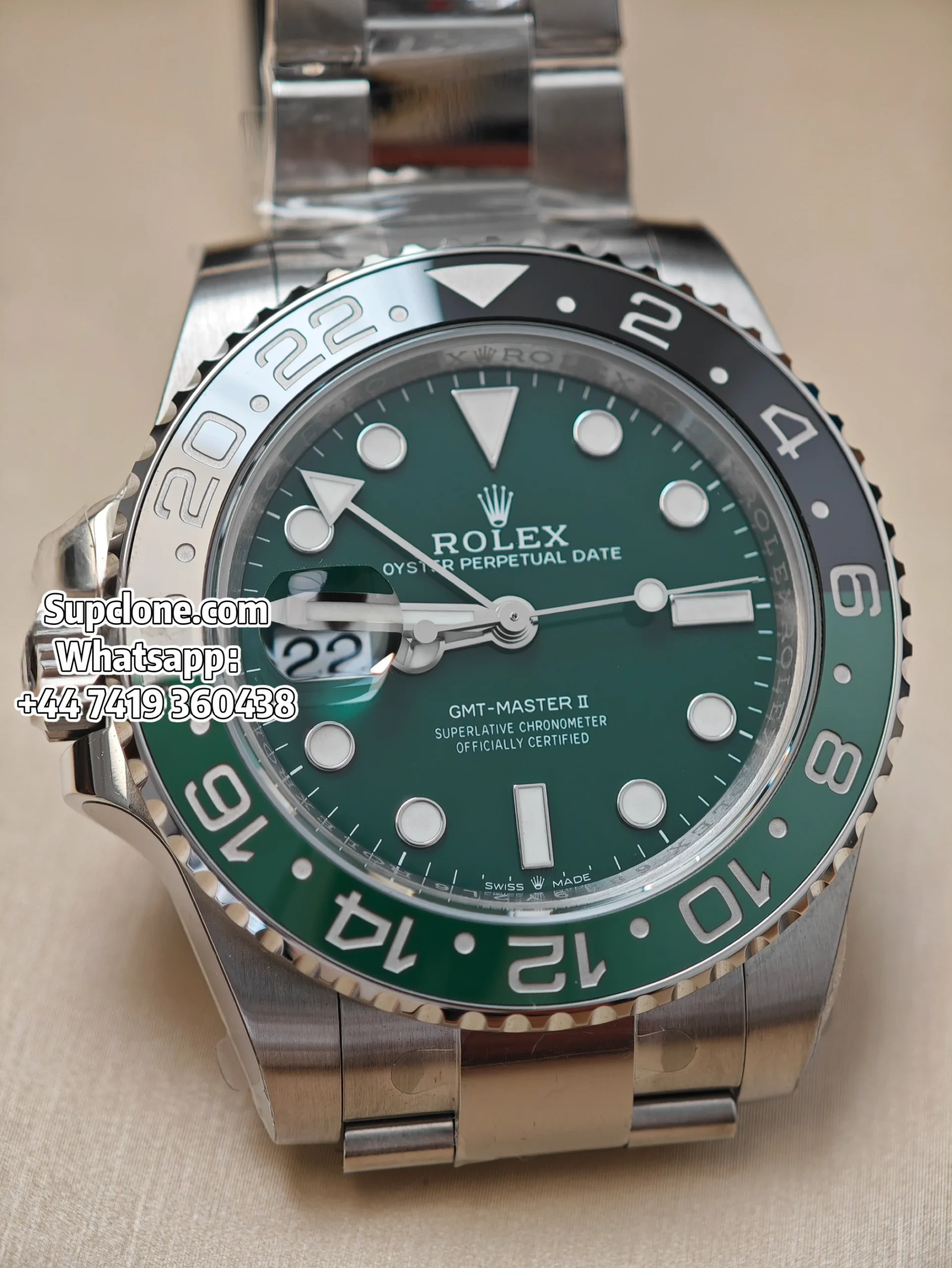 Rolex Super Clone Watches 1:1 New "Sprite" GMT-Master II 126729VTNR Oyster 3285 Movement