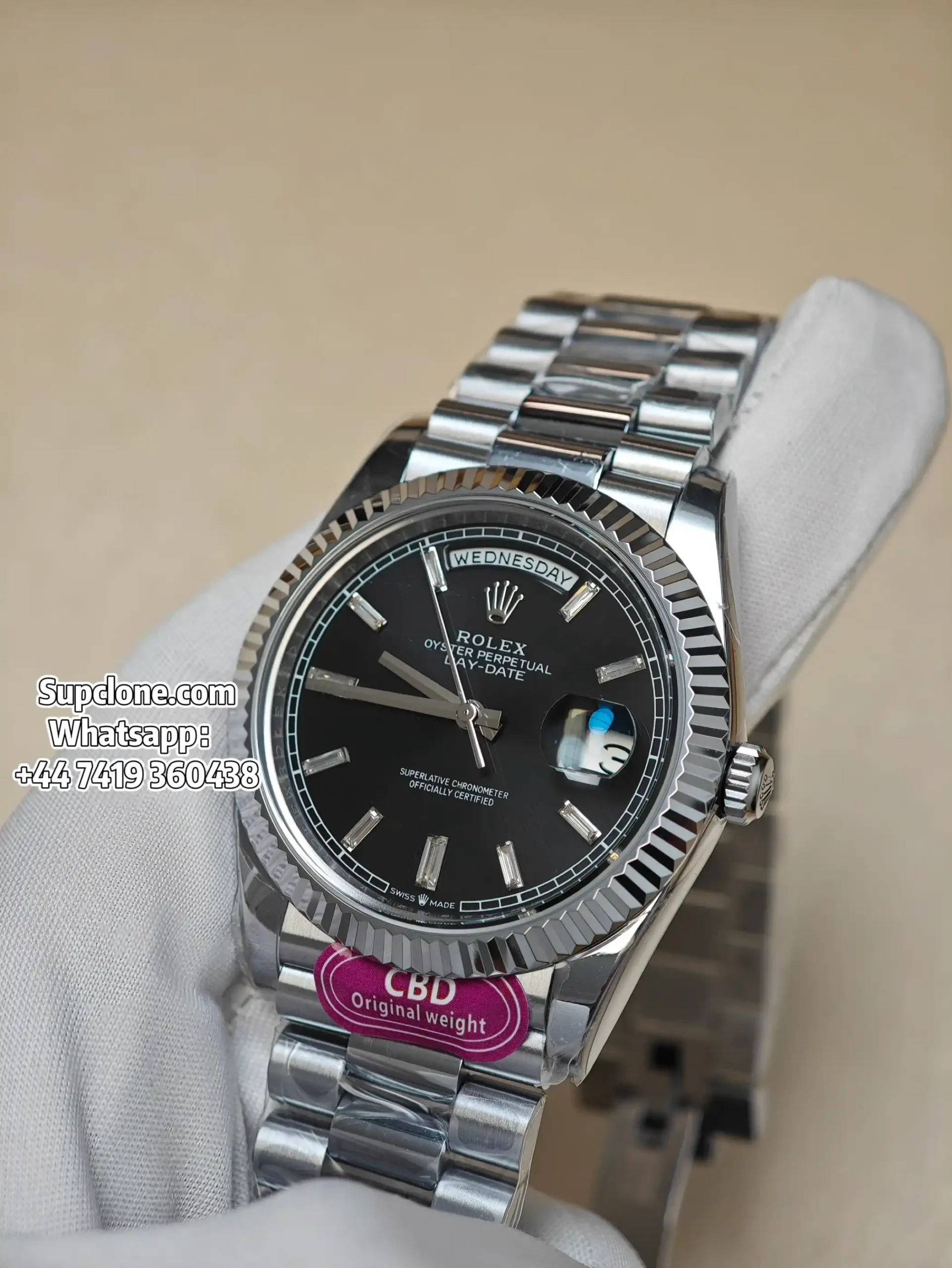 Rolex Super Clone Watches Day Date Black Diamond Dial 40mm m228236-0005 (13) Rolex Super Clone Watches Day Date Black Diamond Dial 40mm m228236-0004