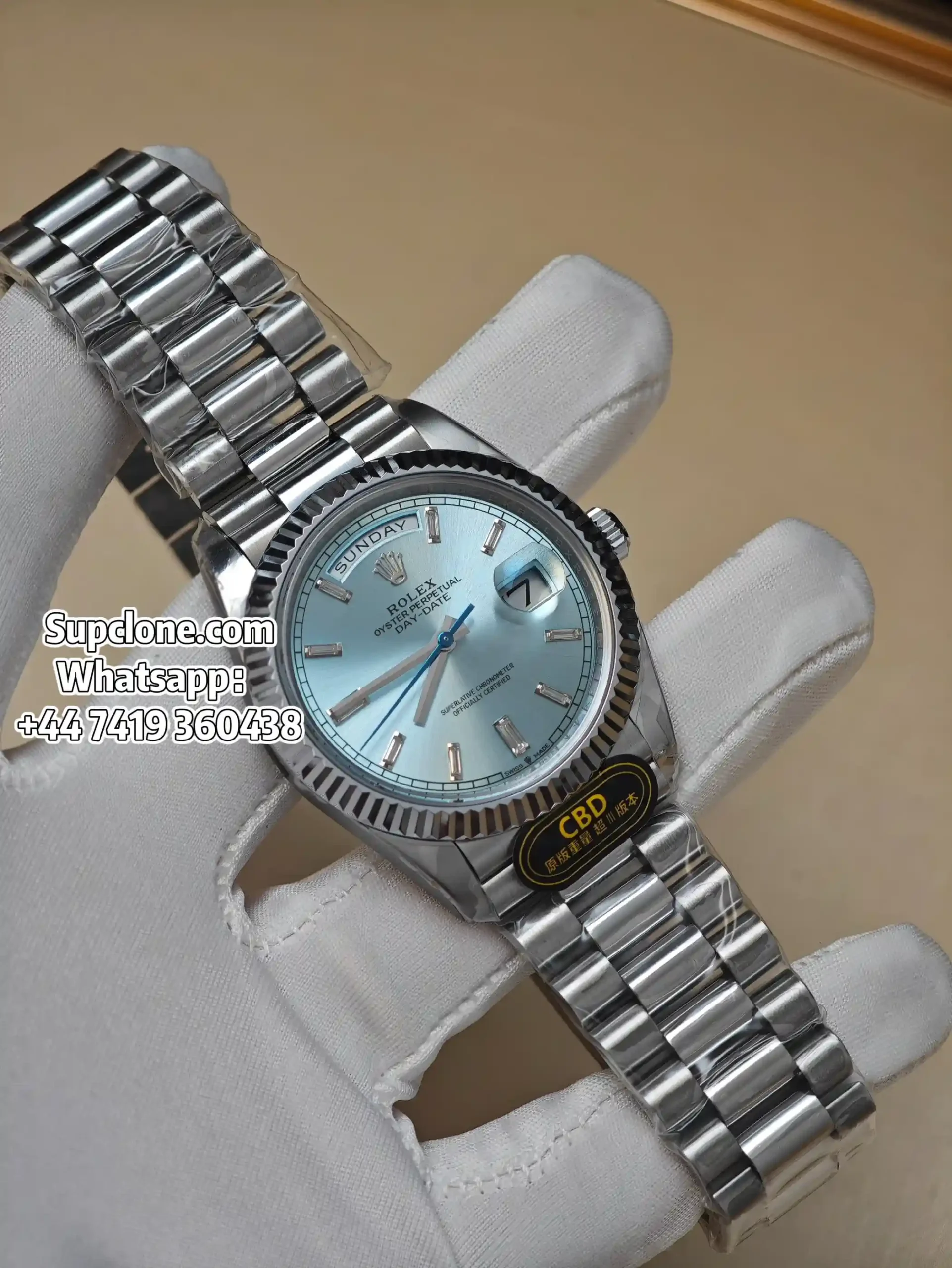 Rolex Super Clone Watches Day Date Ice Blue Diamond Dial 40mm m228236-0006 (1) Rolex Super Clone Watches Day Date Ice Blue Diamond Dial 40mm m228236-0006